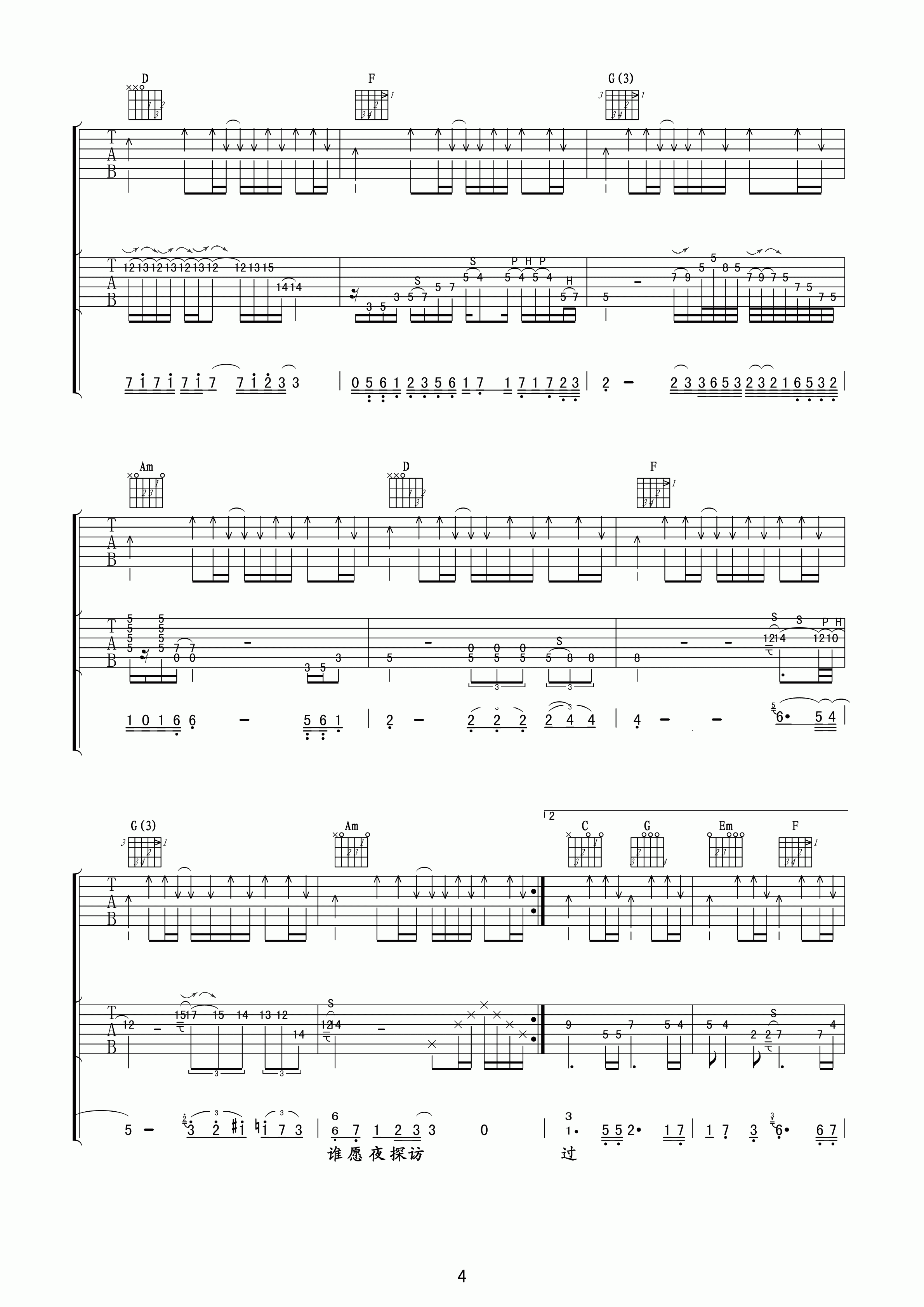 谁伴我闯荡吉他谱 beyond C调