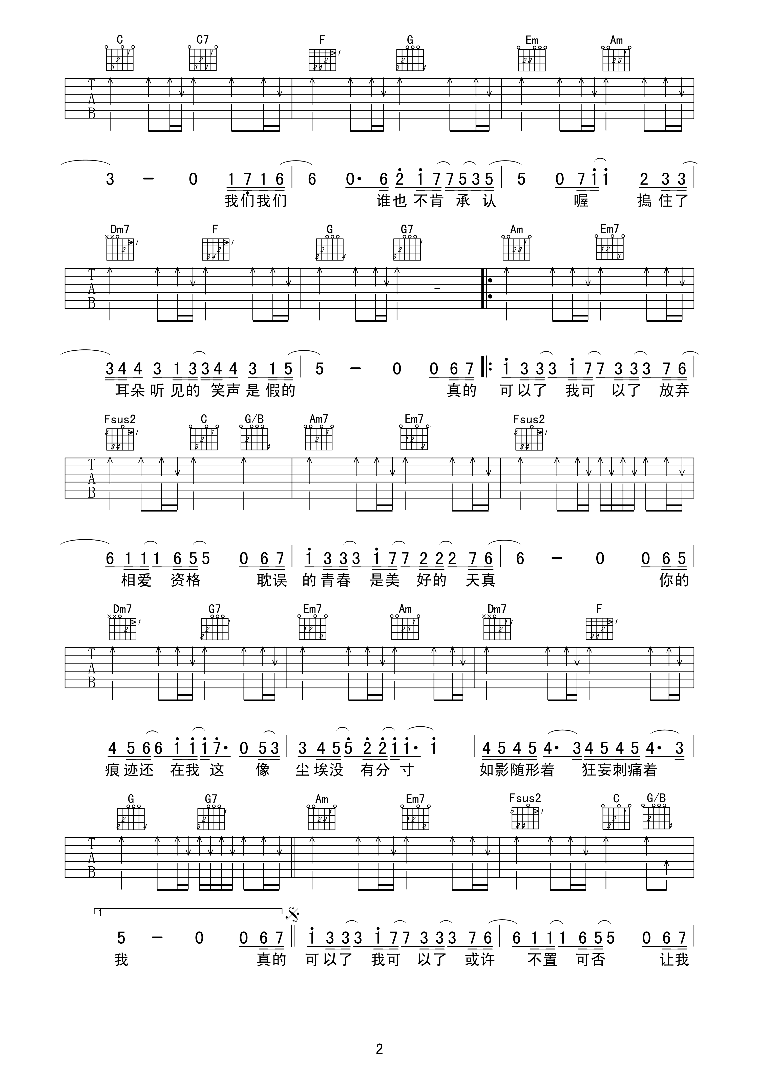 可以了吉他谱 陈奕迅