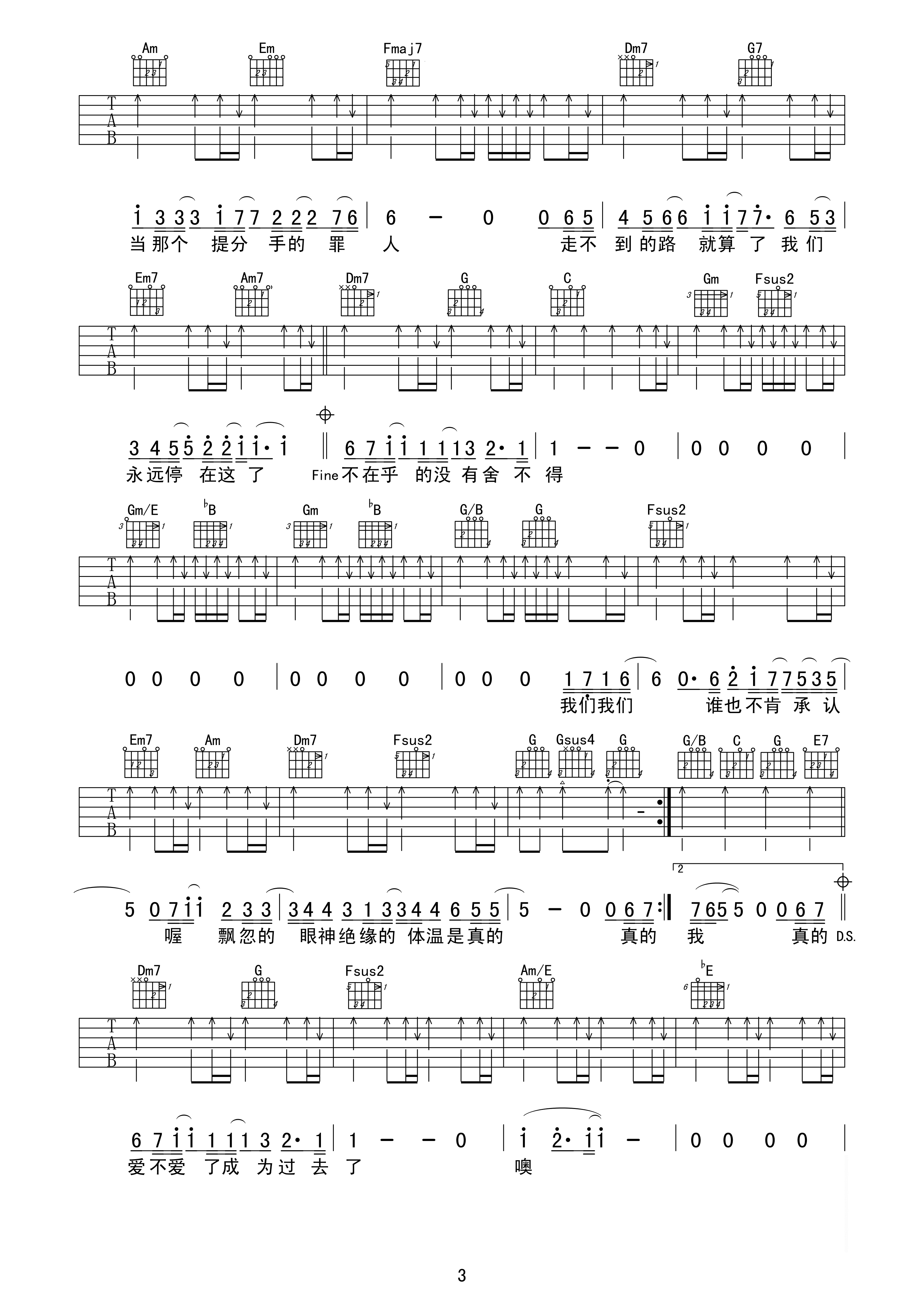 可以了吉他谱 陈奕迅