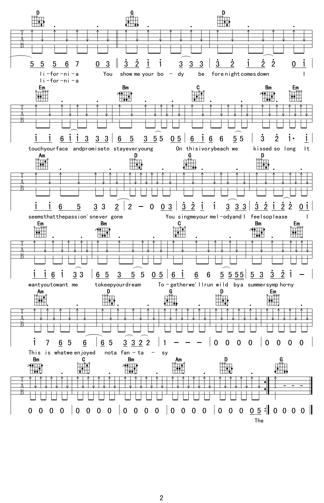 young for you 吉他谱 GALA