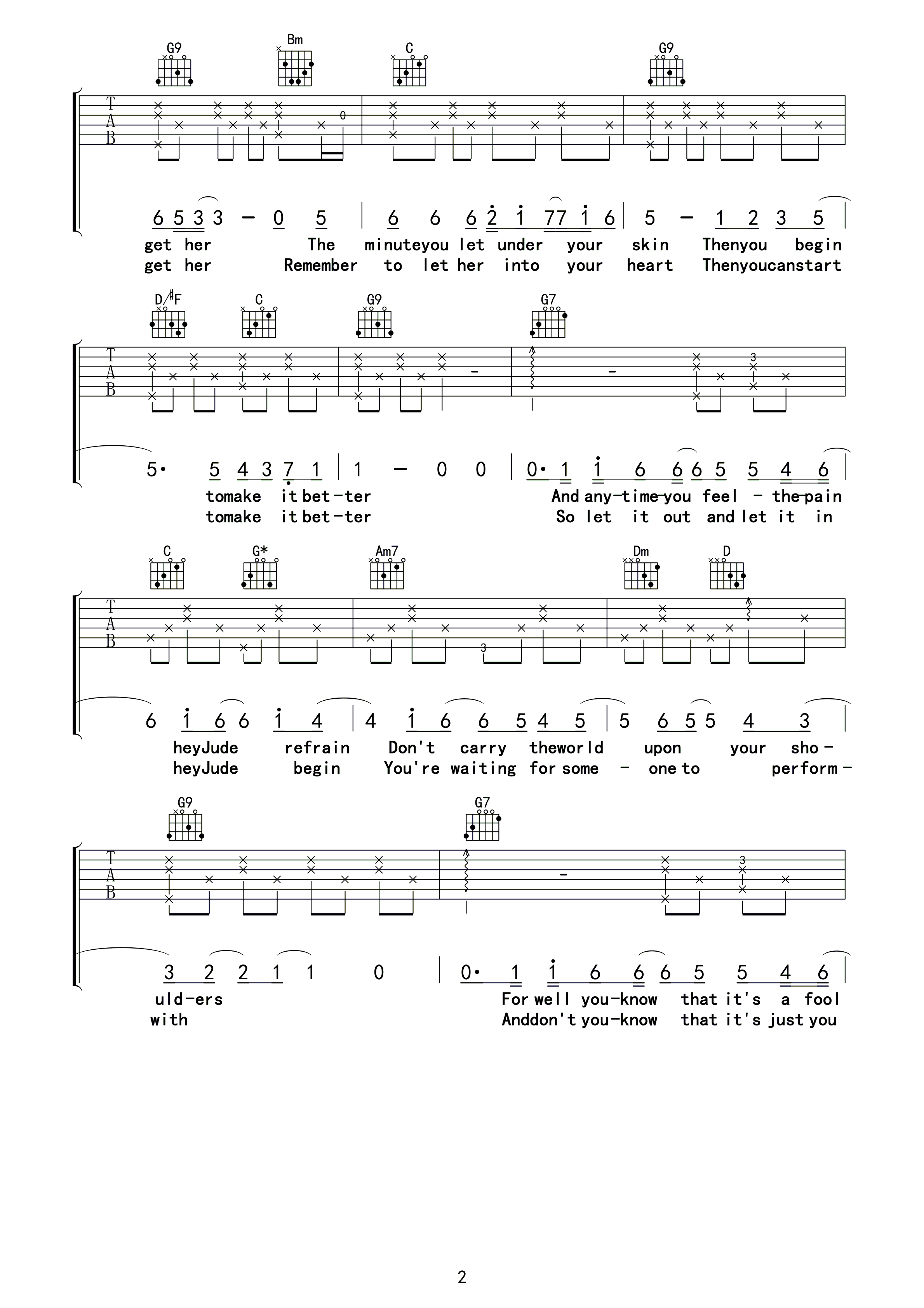 hey jude吉他谱孙燕姿