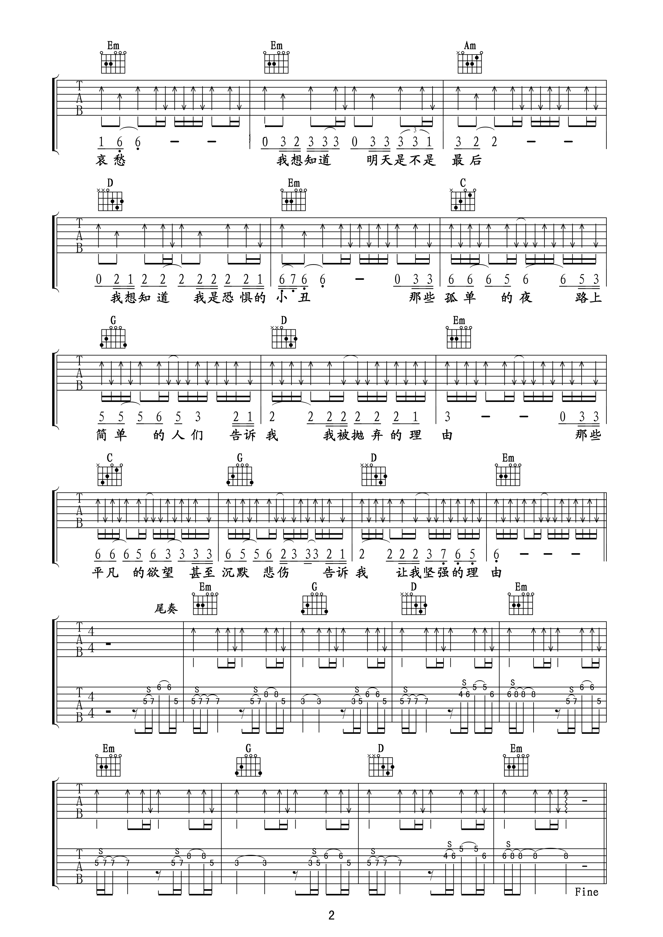 坚强的理由吉他谱角度乐队