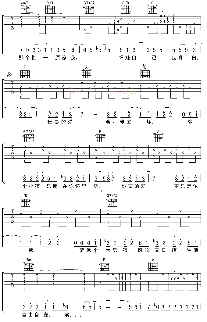 你要的爱吉他谱 戴佩妮