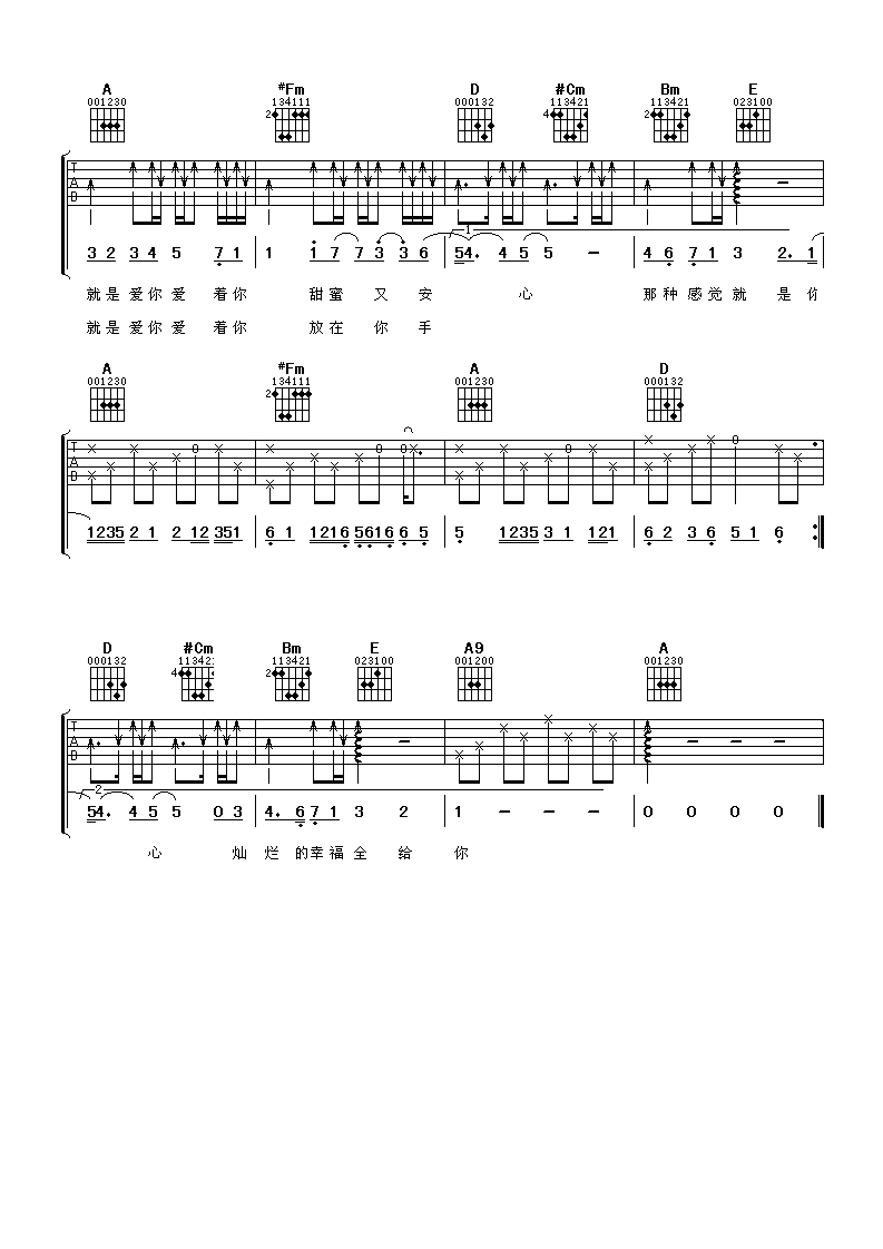 就是爱你吉他谱 陶喆