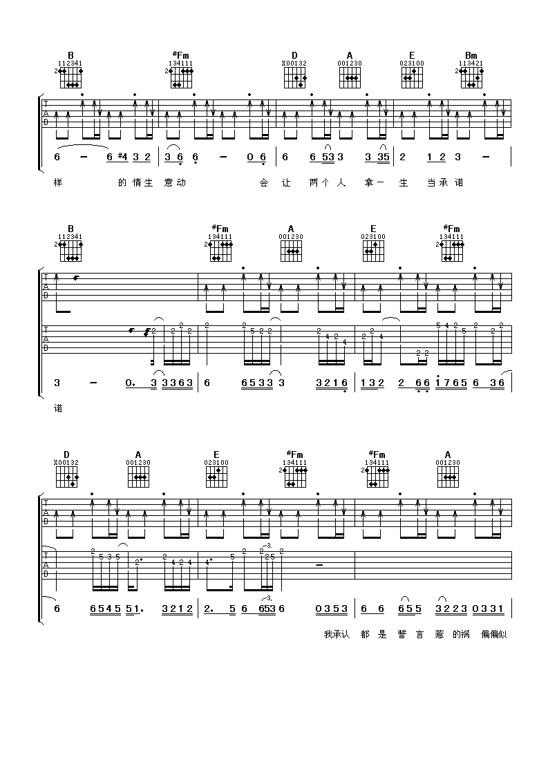 月亮惹的祸吉他谱 张宇