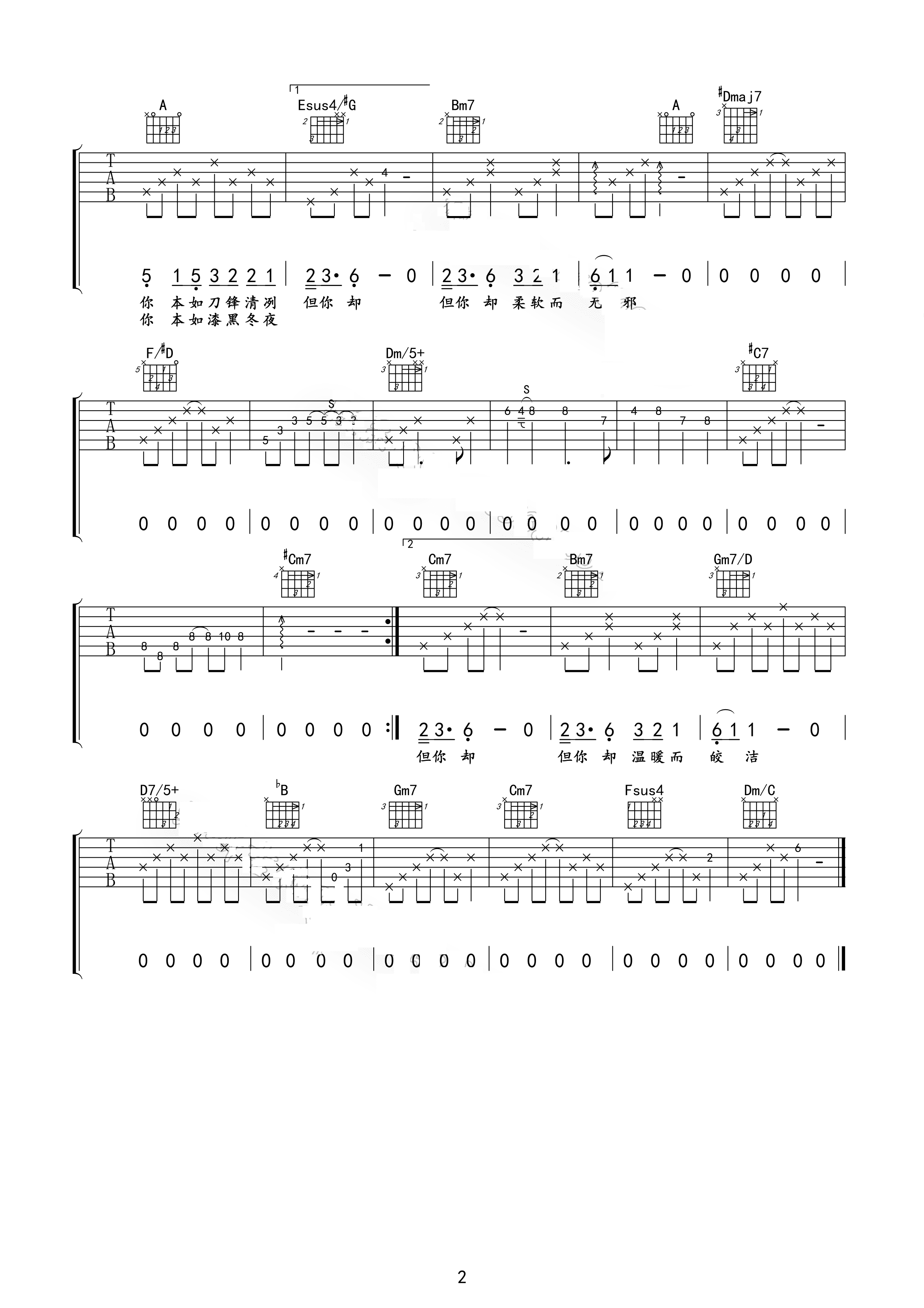 热雪吉他谱 魏晨