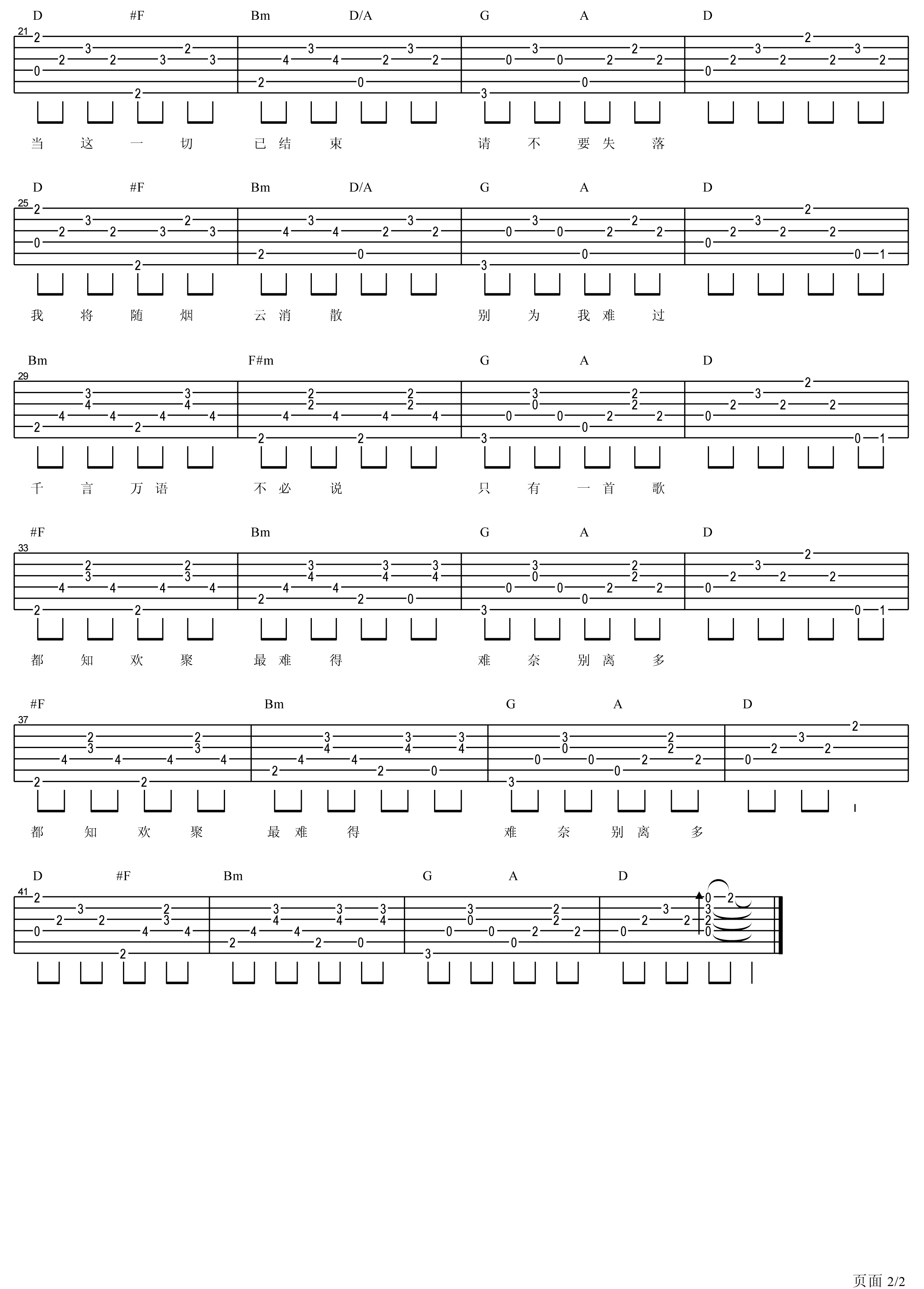 骊歌吉他谱 GALA