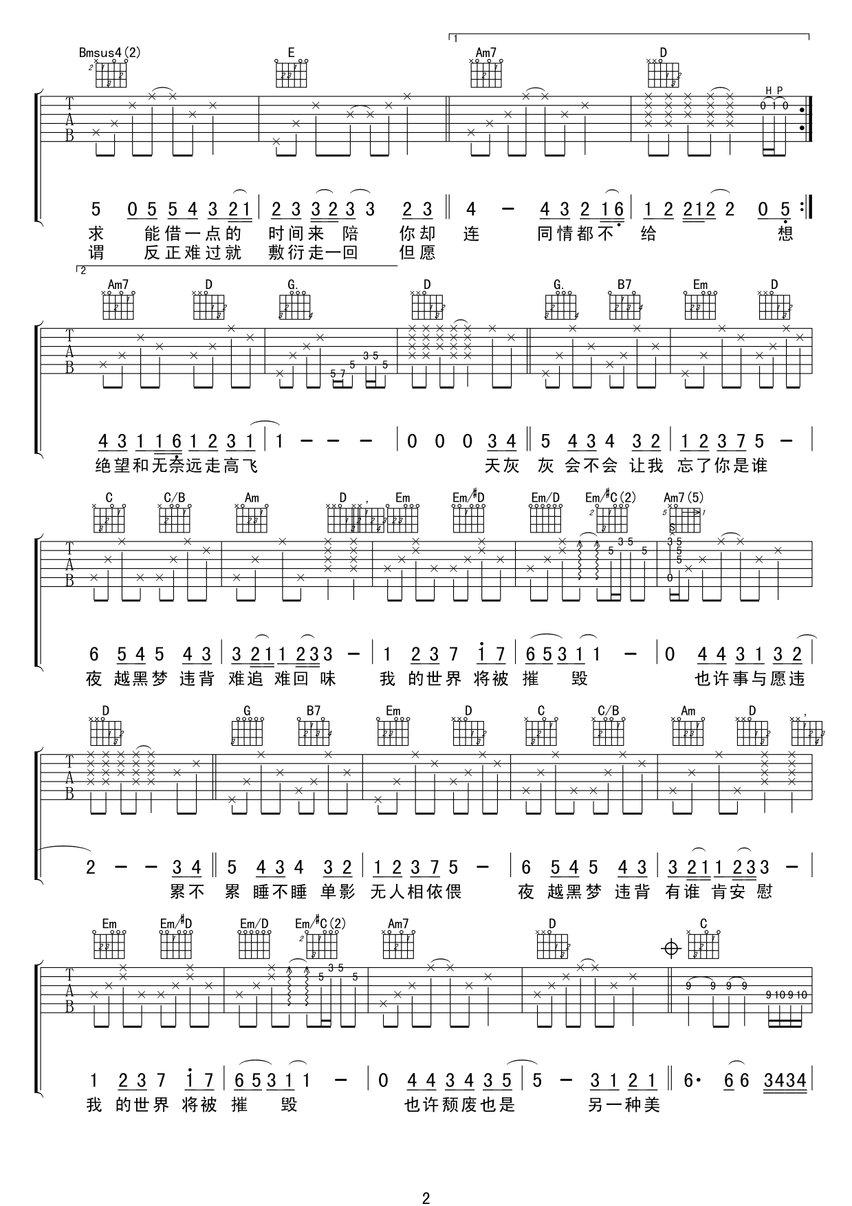 世界末日吉他谱 周杰伦