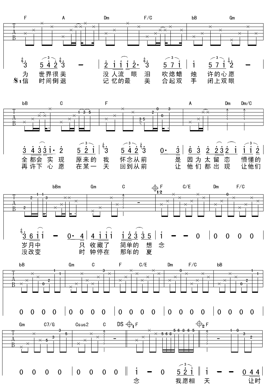 那年夏天吉他谱许飞