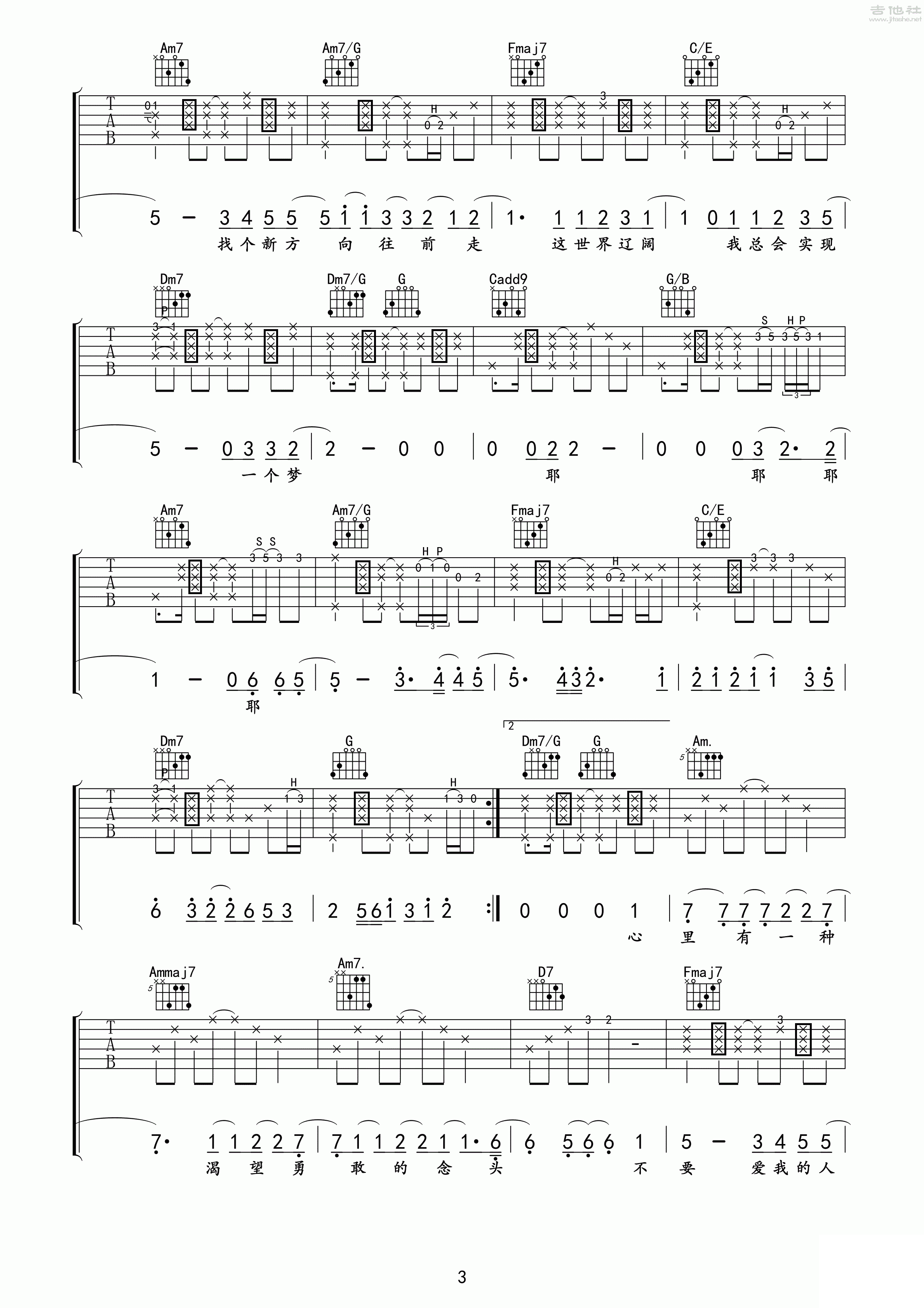 解脱吉他谱 张惠妹 C调