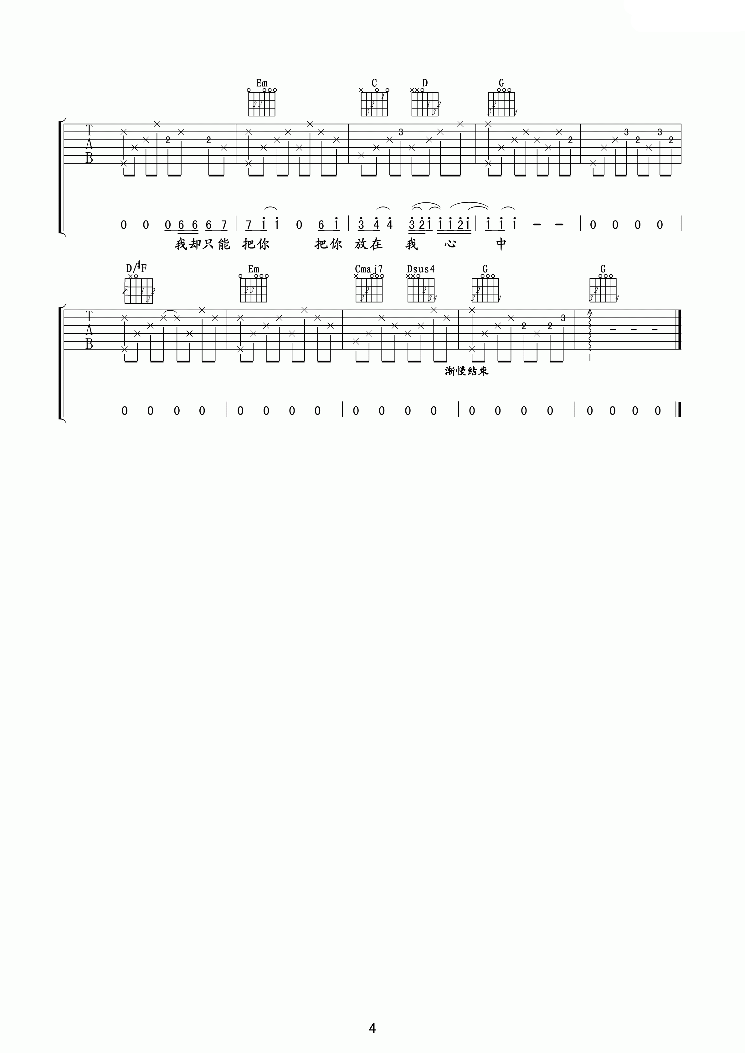 听说爱情回来过吉他谱 林忆莲 G调