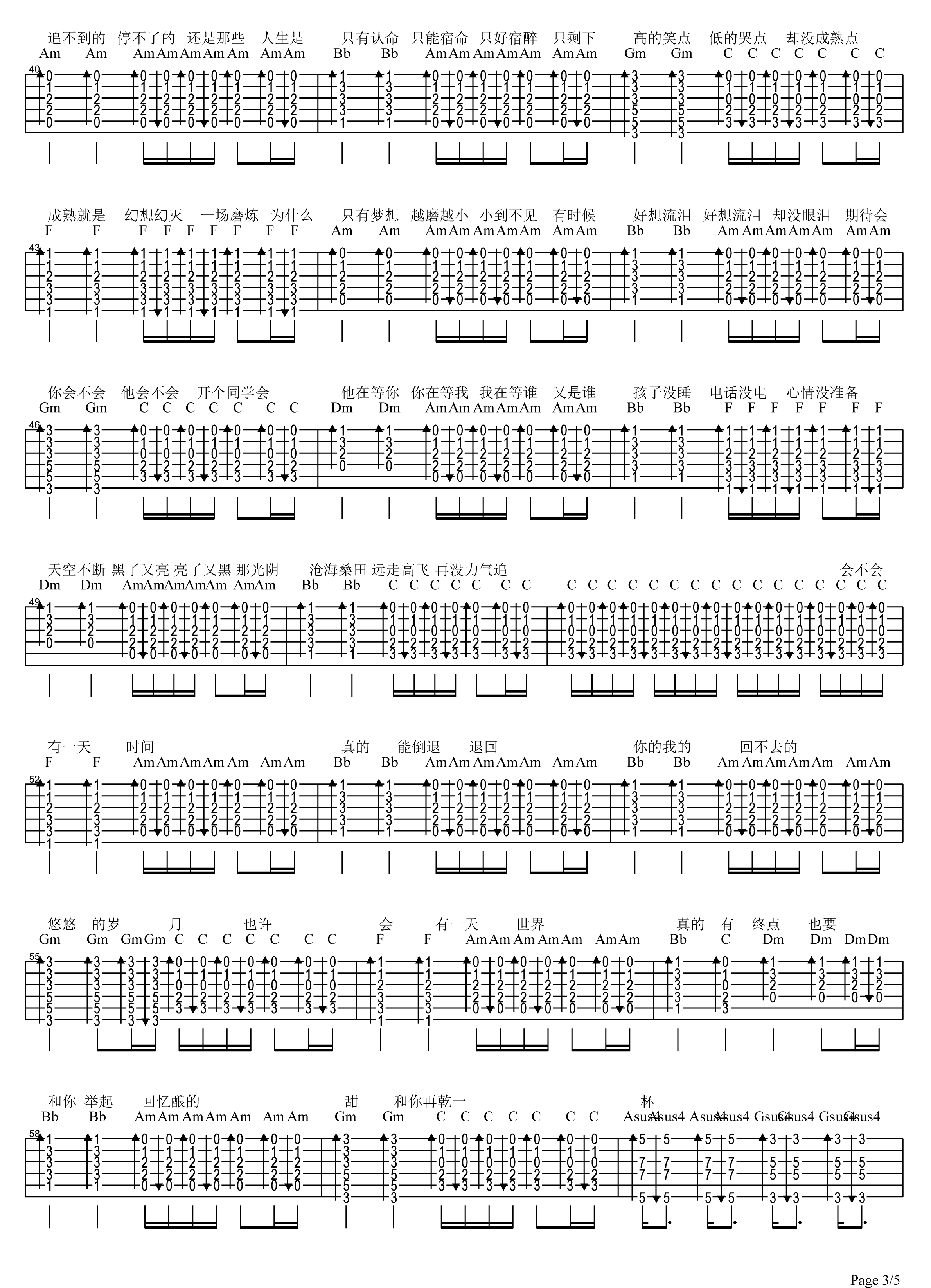 干杯吉他谱 五月天