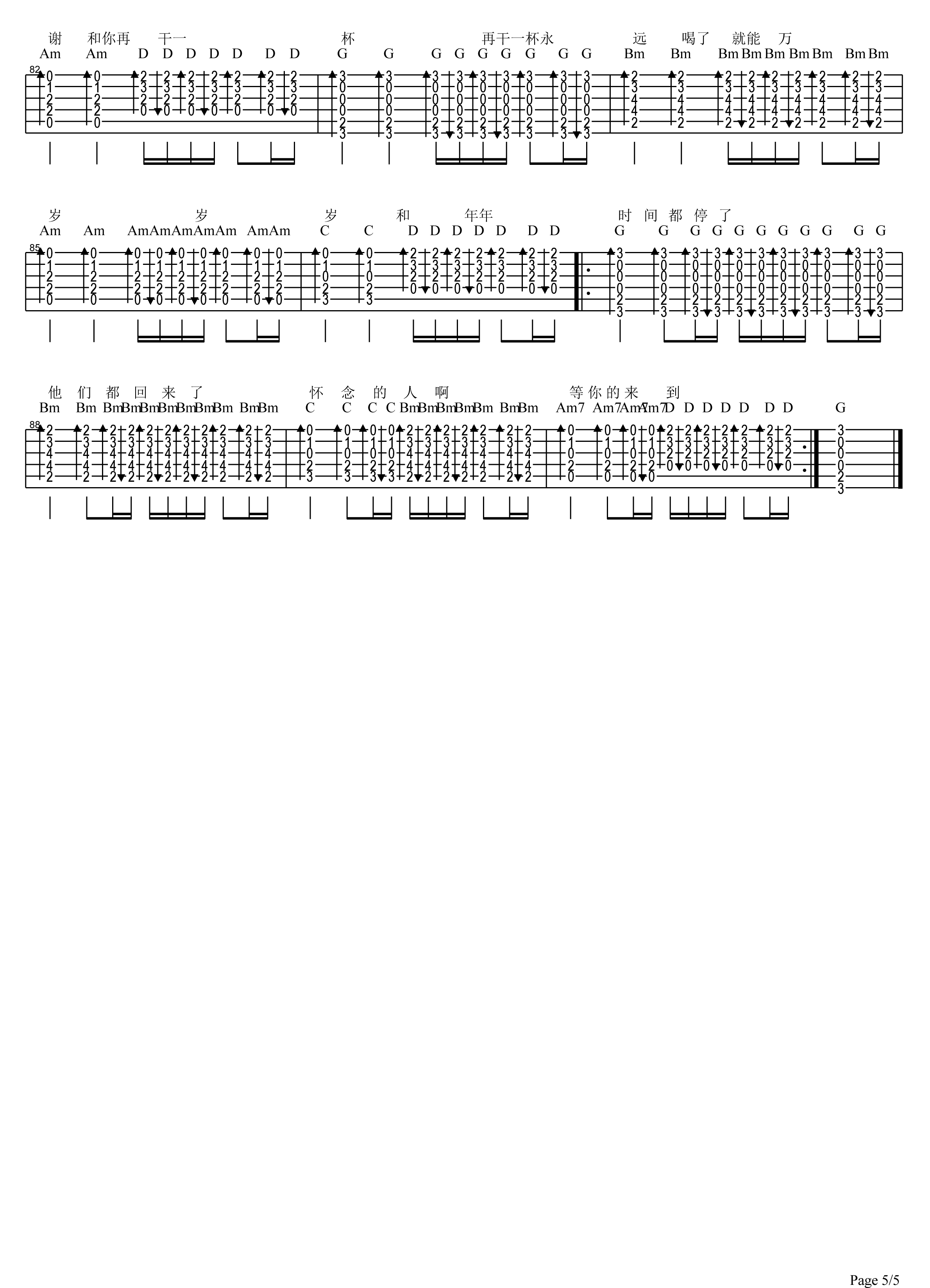 干杯吉他谱 五月天