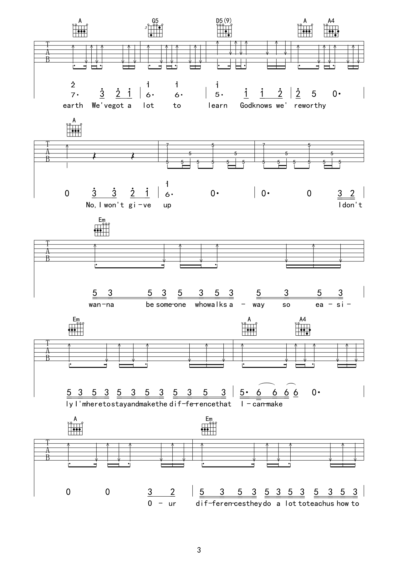 i wont give up吉他谱 Jason Mraz