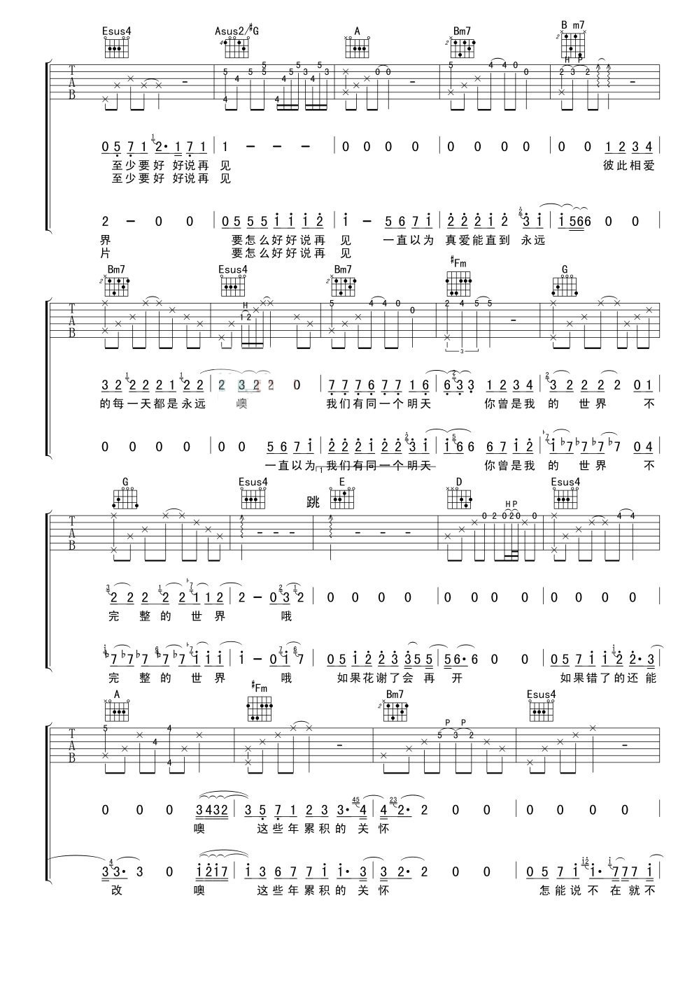 好好说再见吉他谱 陶喆关诗敏
