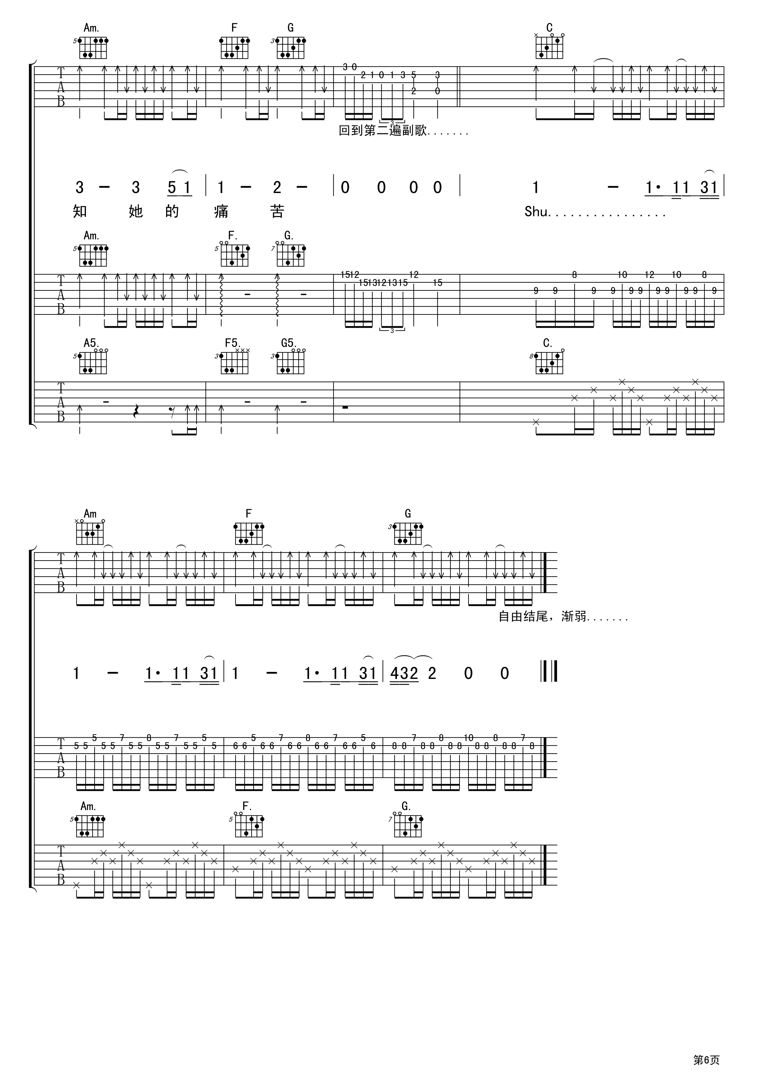喜欢你吉他谱beyondC调三吉他版