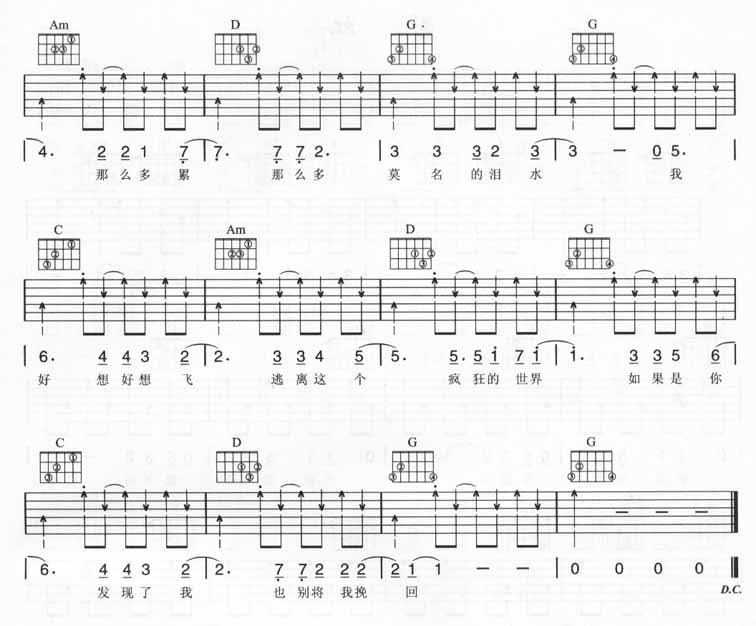 疯狂世界吉他谱 五月天 G调