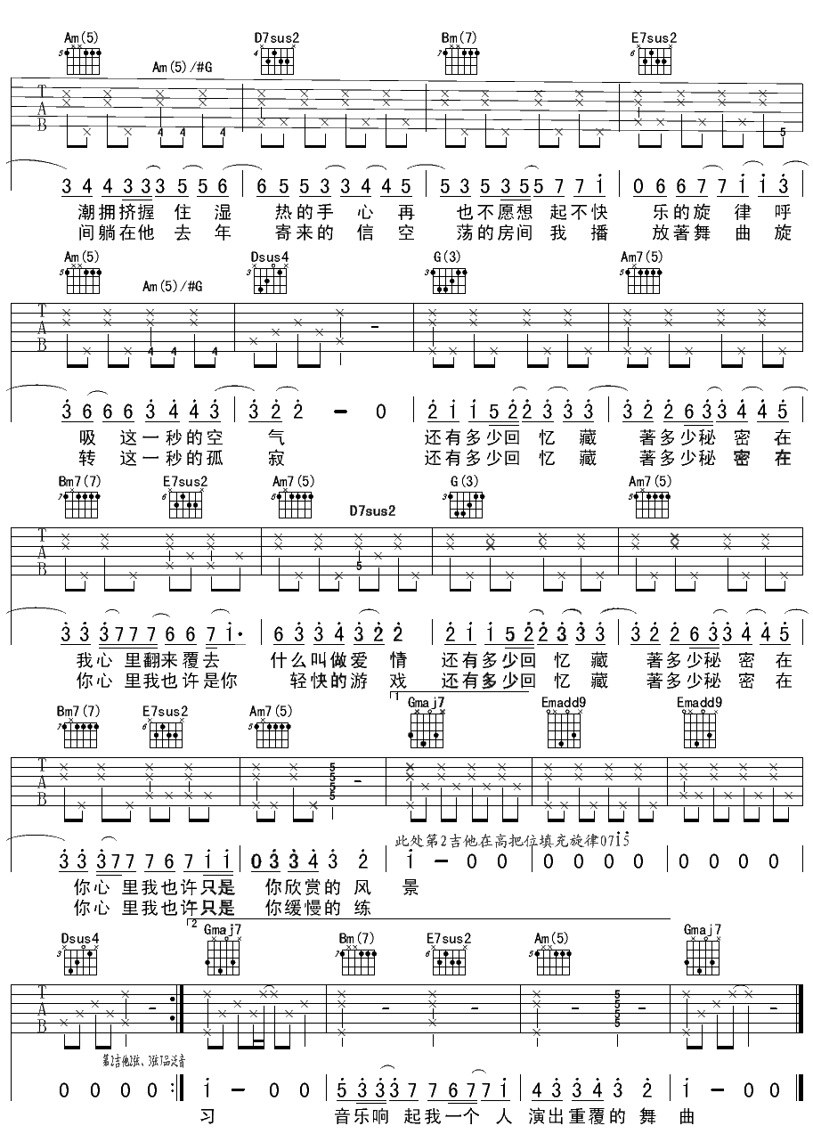 小步舞曲吉他谱陈绮贞