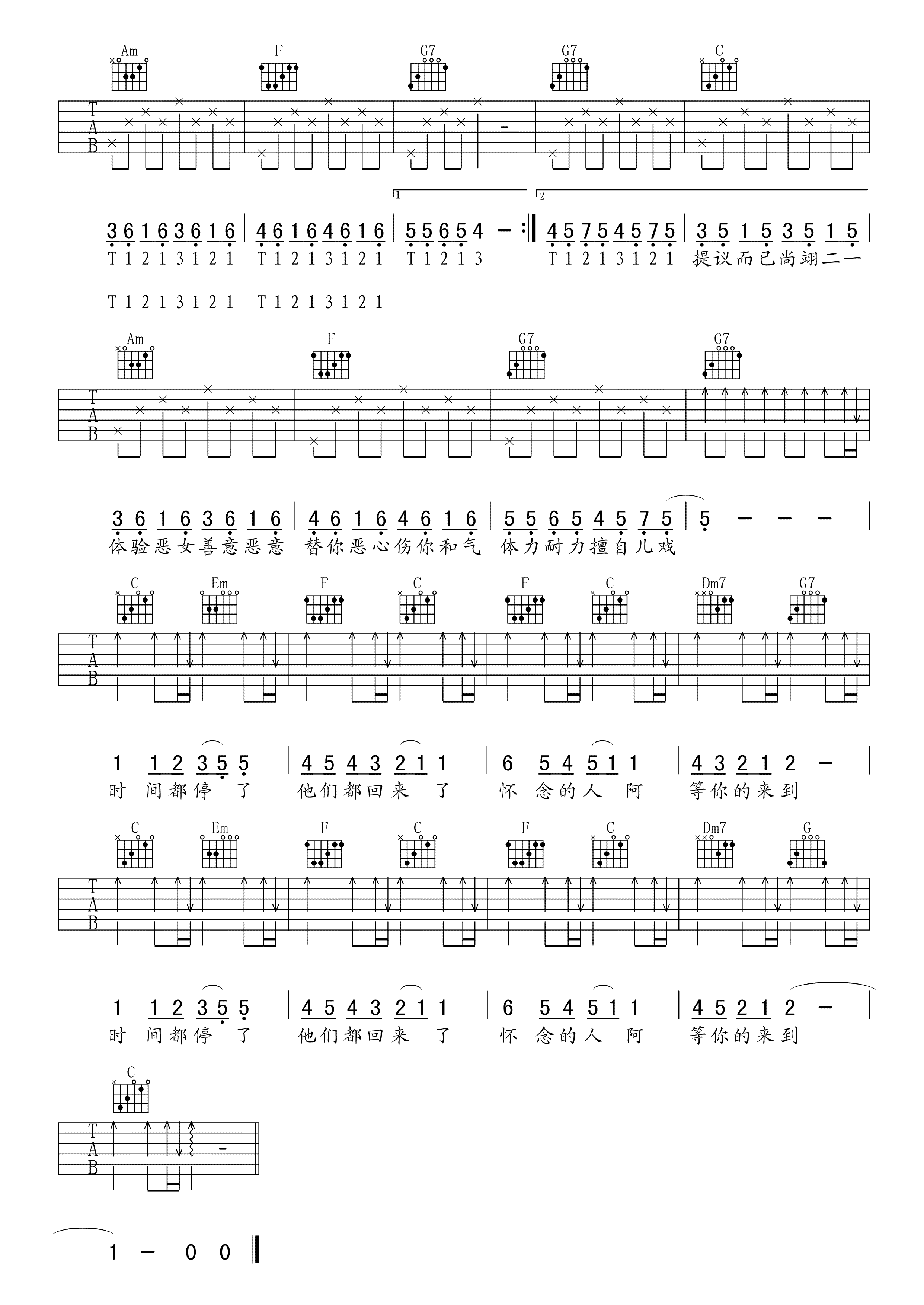 T1213121吉他谱 五月天 C调