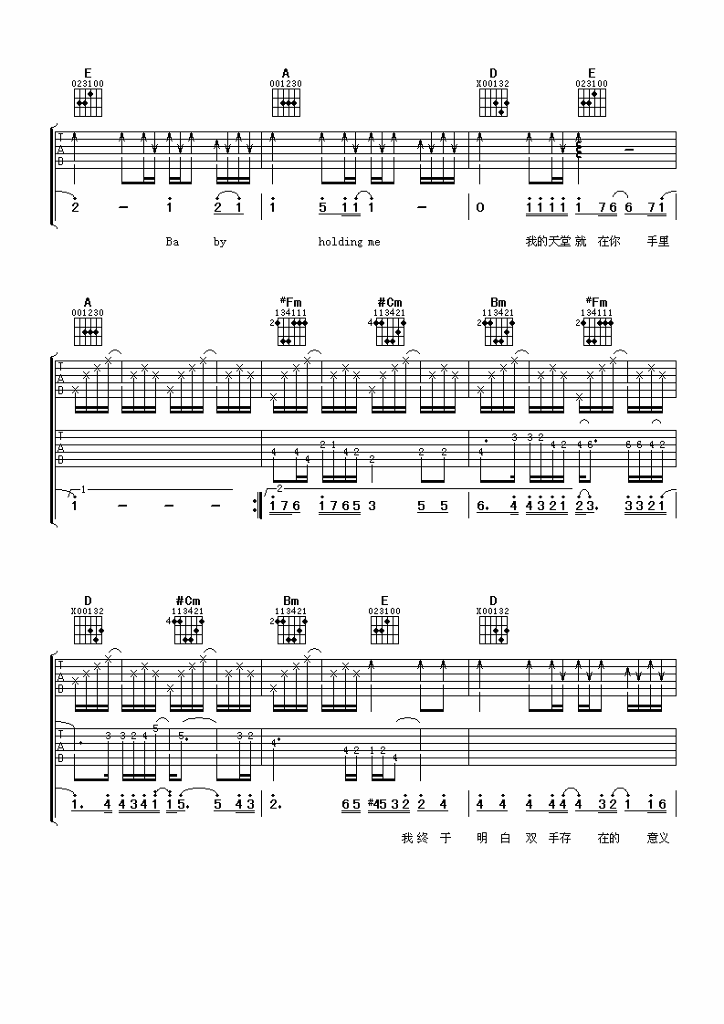 找幸福给你吉他谱 飞轮海