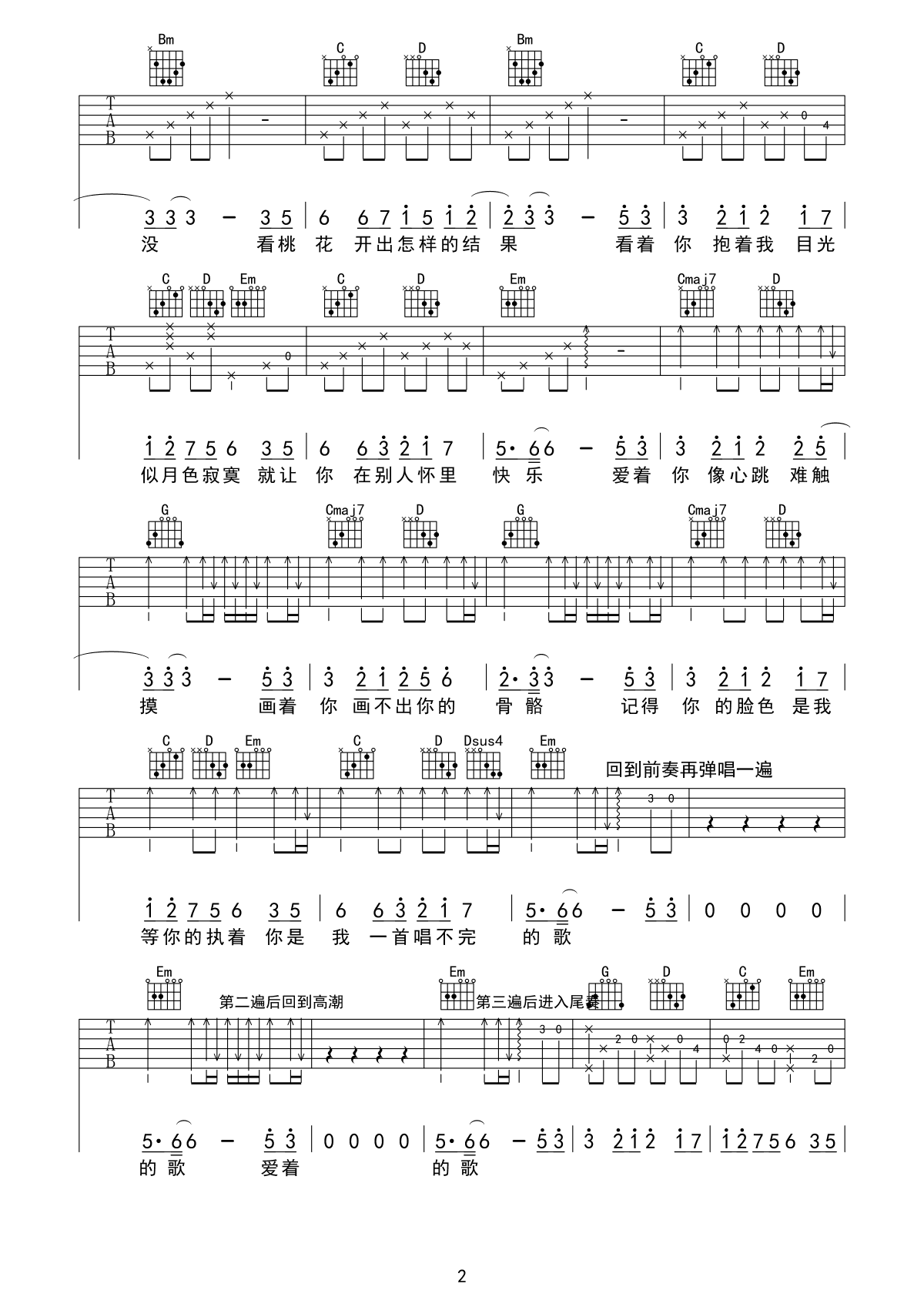 画心吉他谱 张靓颖 男生版