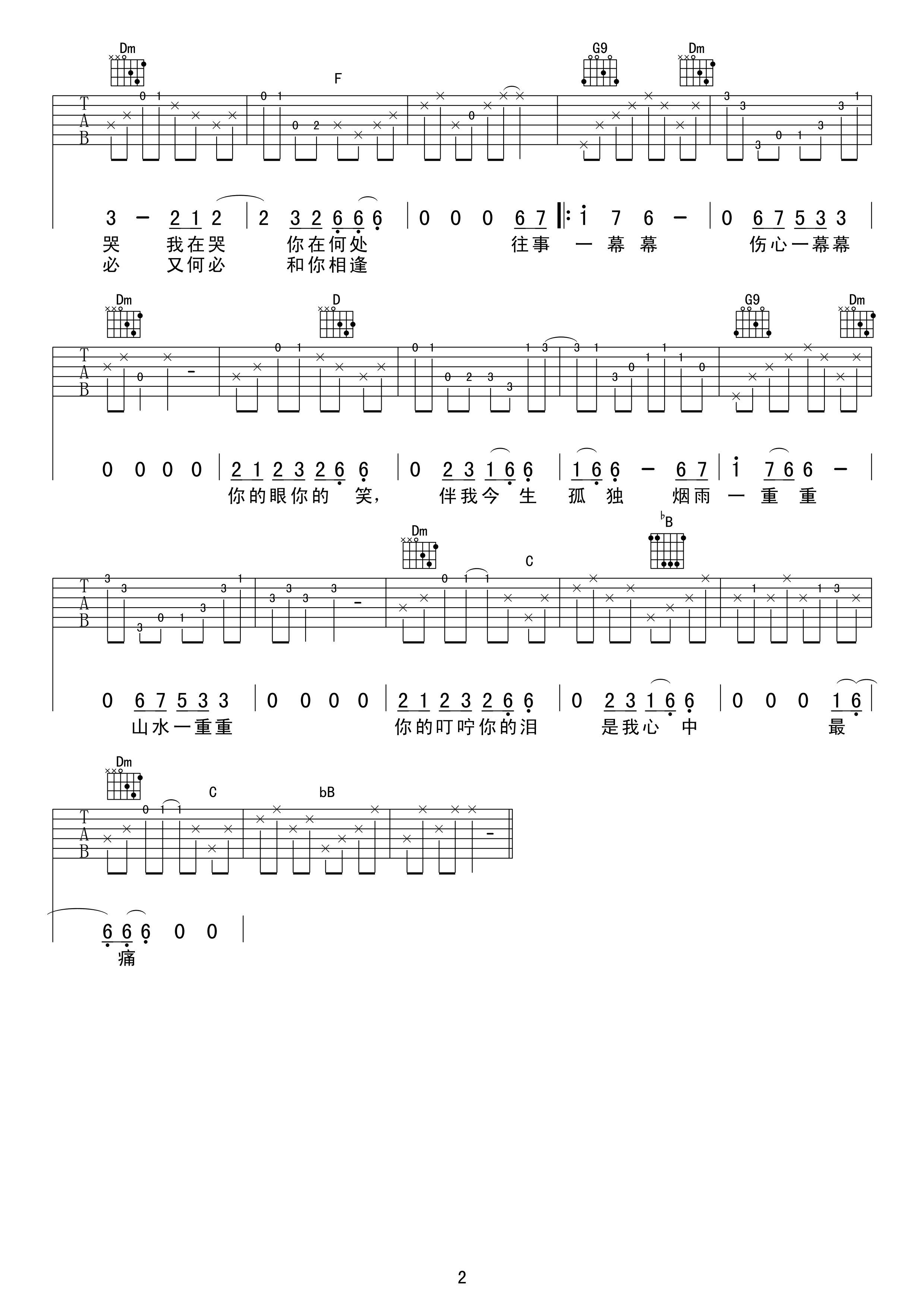 烟雨蒙蒙吉他谱 古巨基