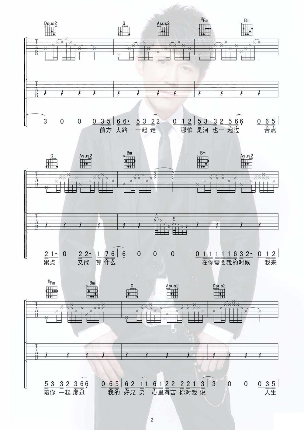 我的好兄弟吉他谱 高进小沈阳 双吉他版