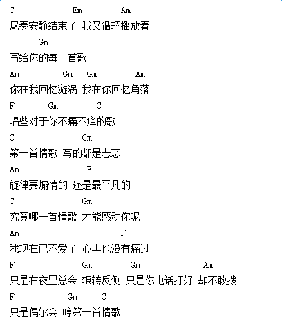 第一首情歌吉他谱 汪苏泷