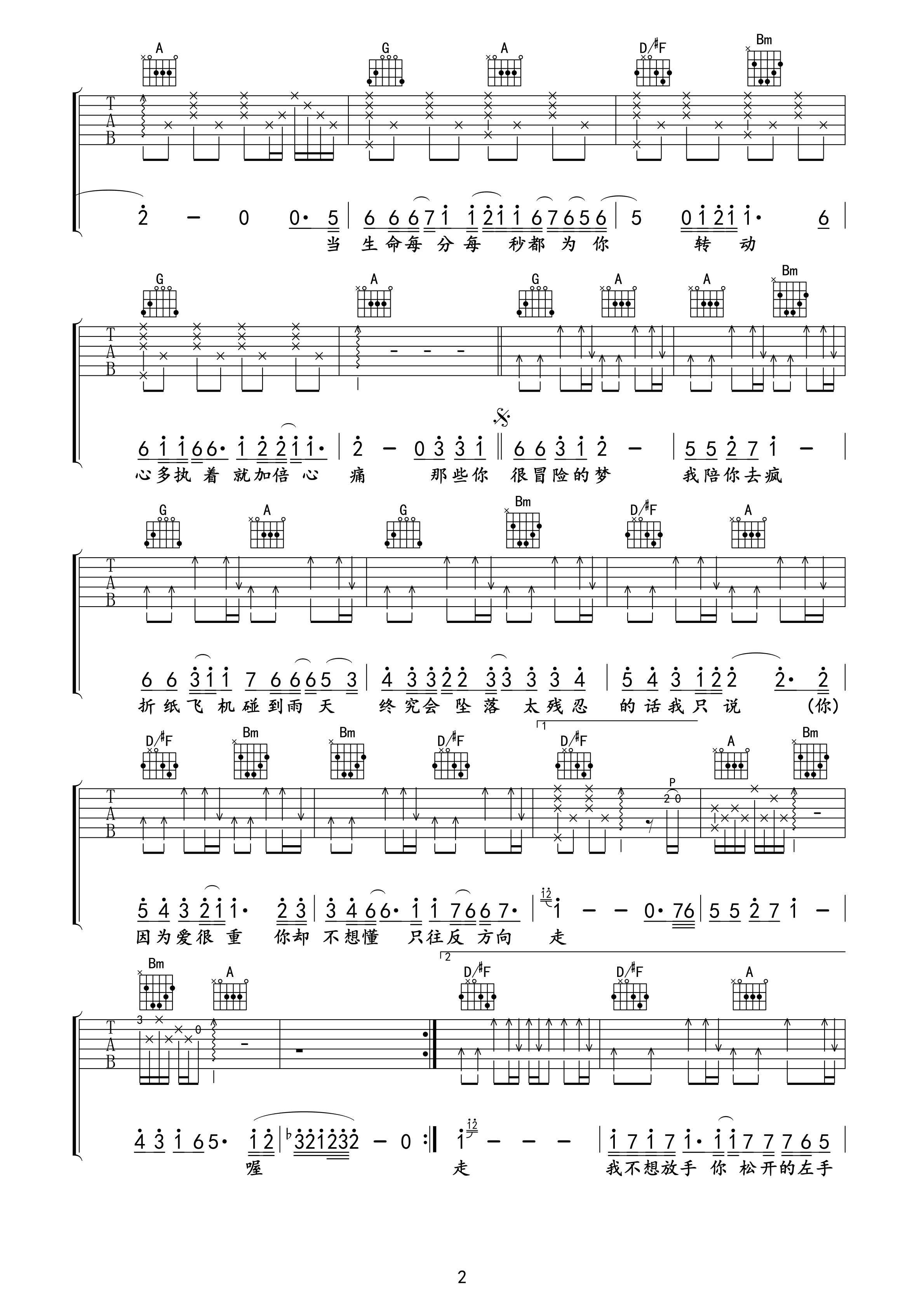 那些你很冒险的梦吉他谱 林俊杰