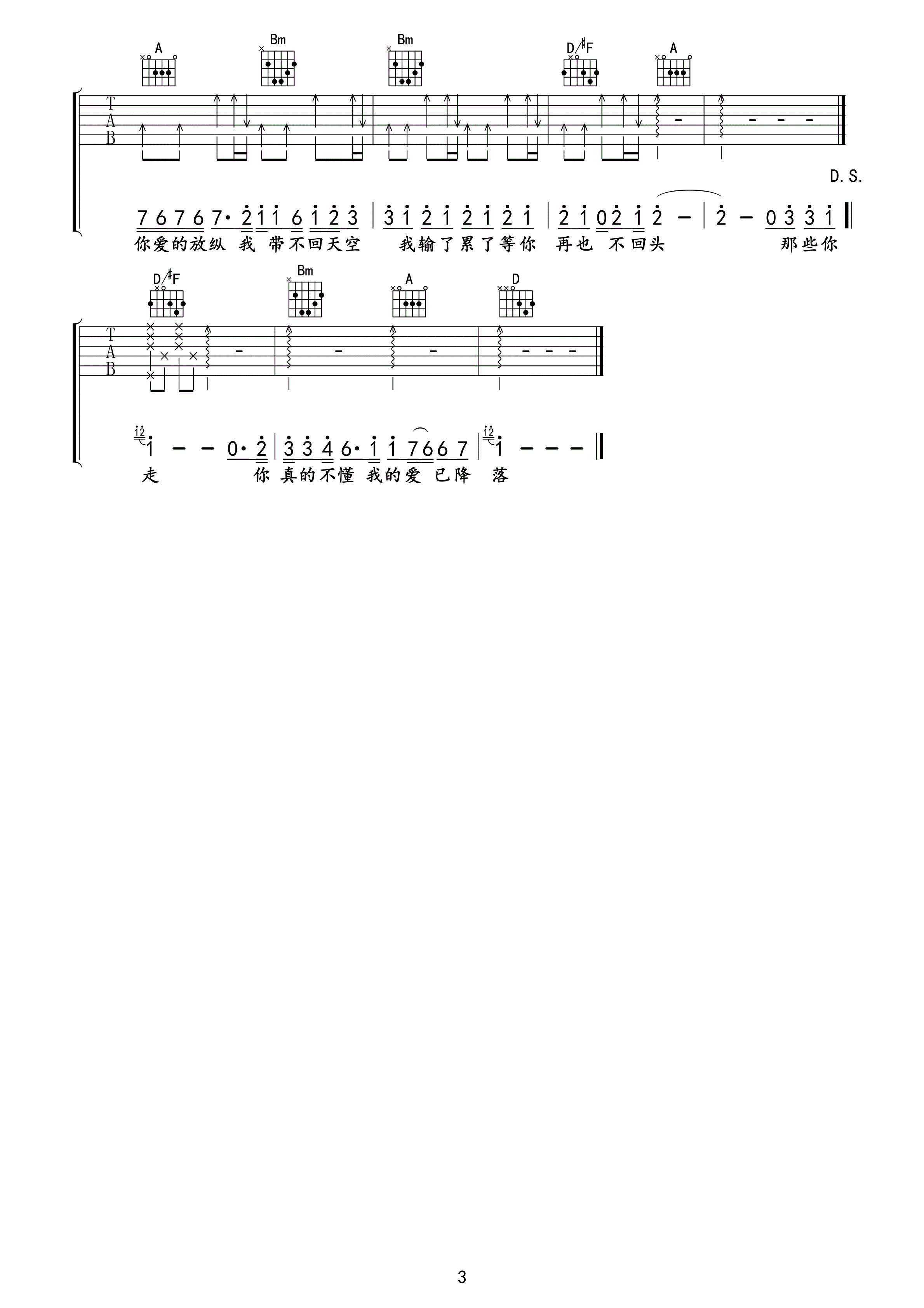 那些你很冒险的梦吉他谱 林俊杰