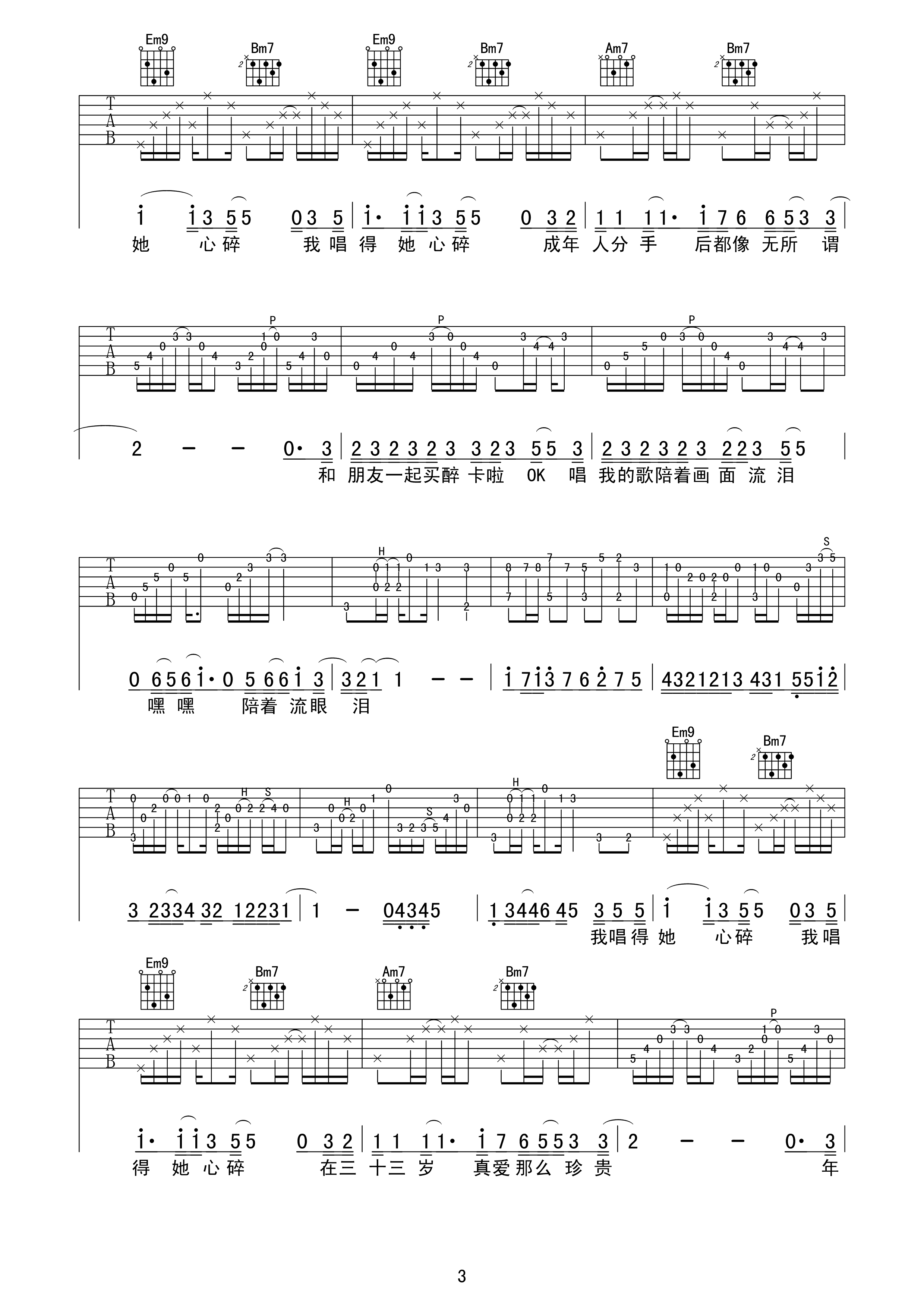 她来听我的演唱会吉他谱 张学友