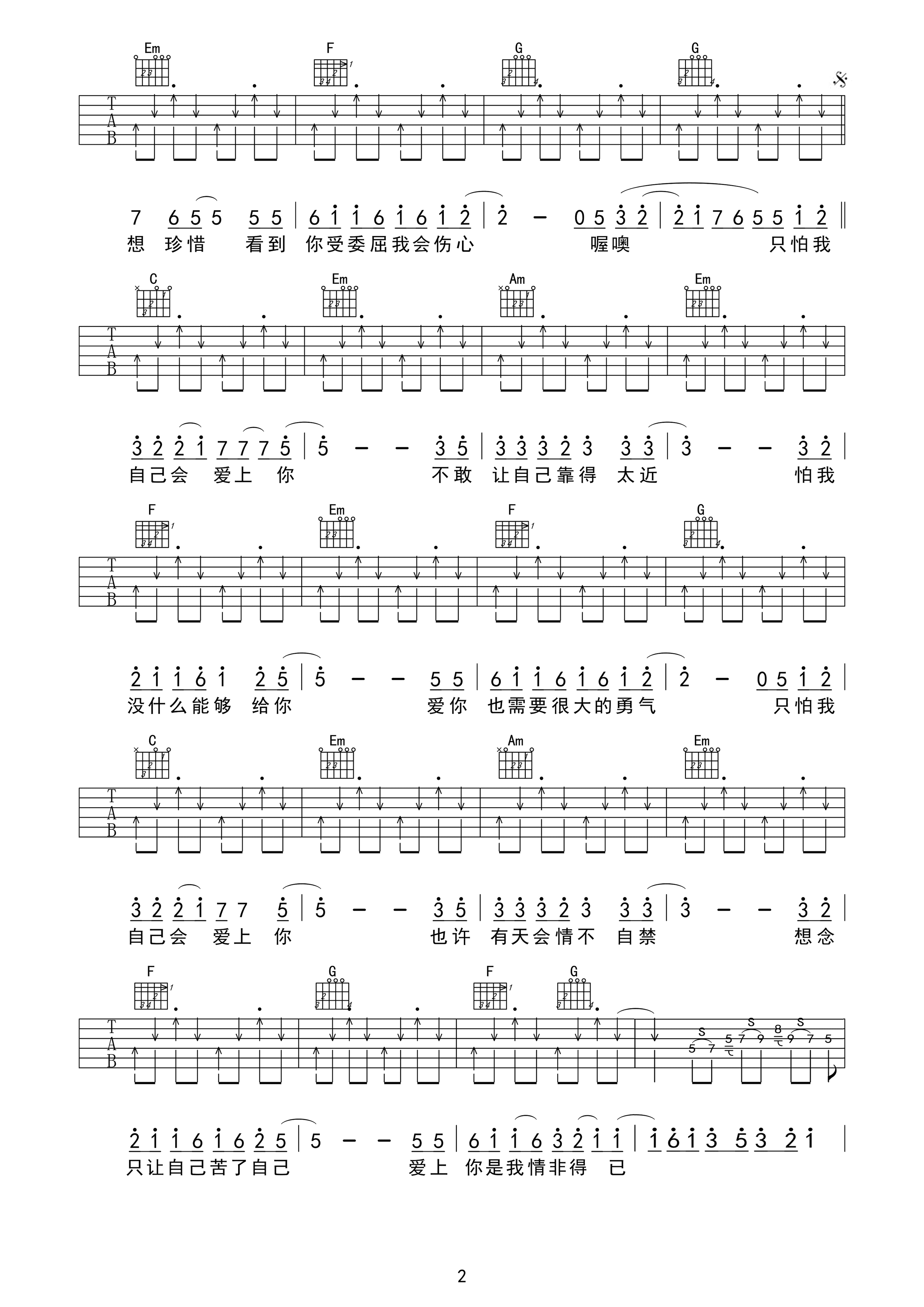 情非得已吉他谱庾澄庆C调_情非得已吉他弹唱教学视频