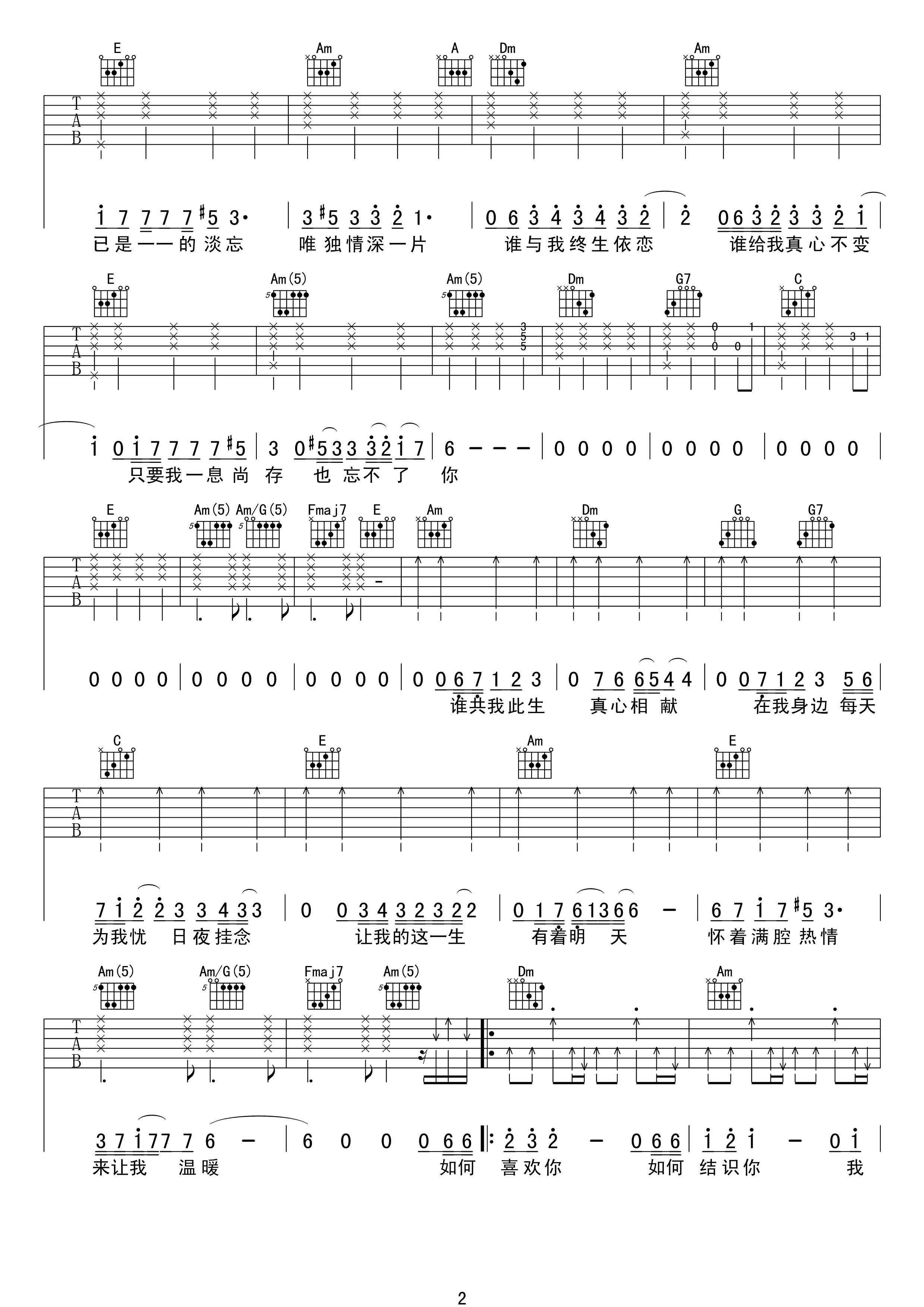 忘不了你吉他谱 刘德华