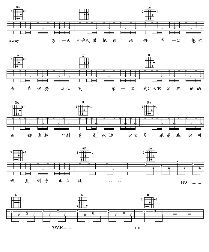 第一次爱的人吉他谱 王心凌