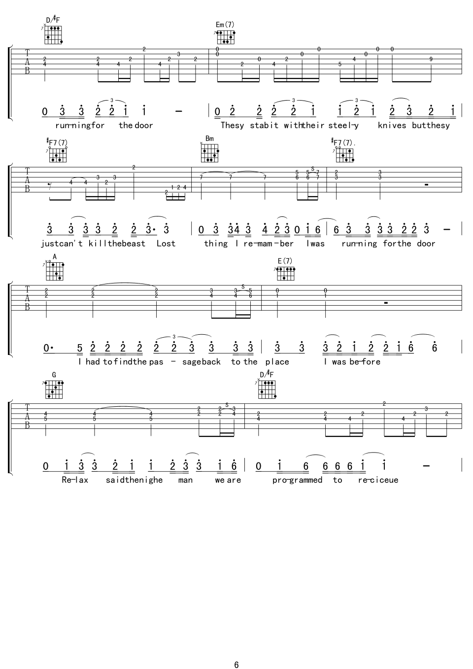 Hotel California吉他谱 Eagles