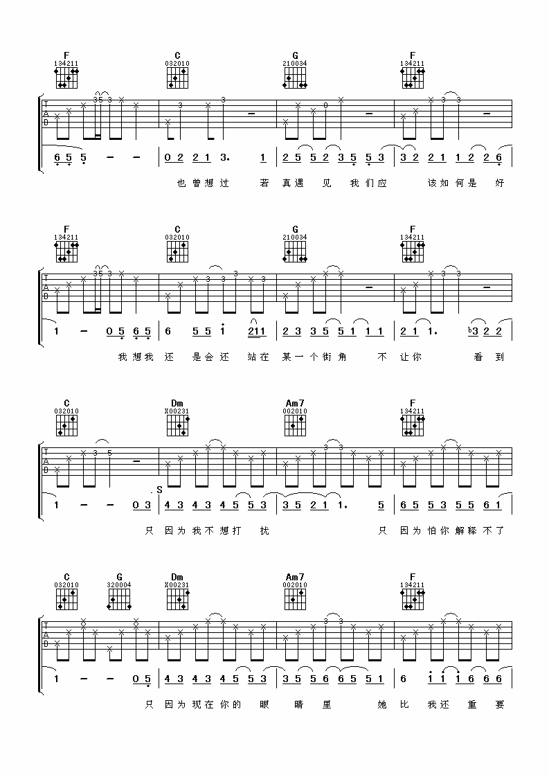 街角的祝福吉他谱 戴佩妮