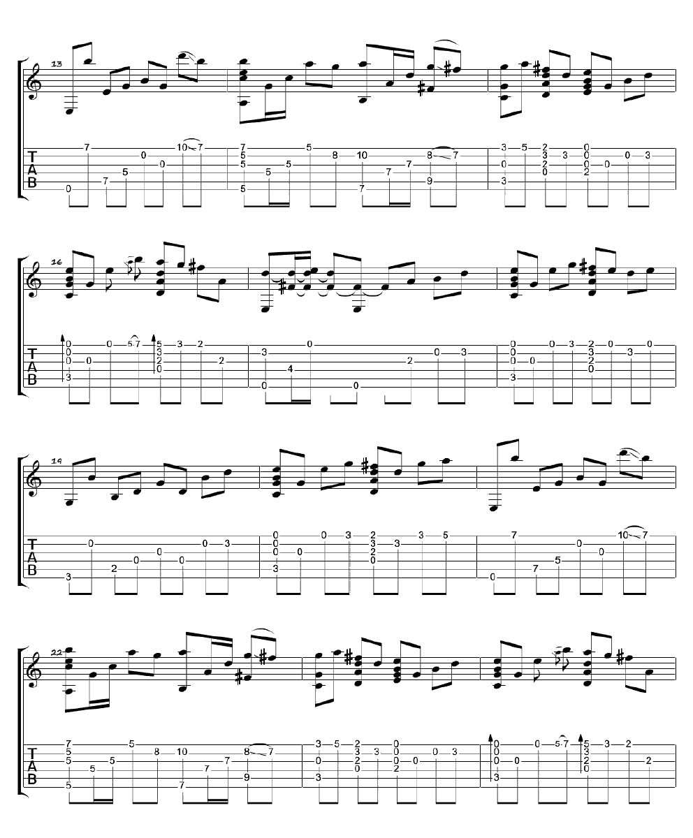 画心指弹版吉他谱 张靓颖