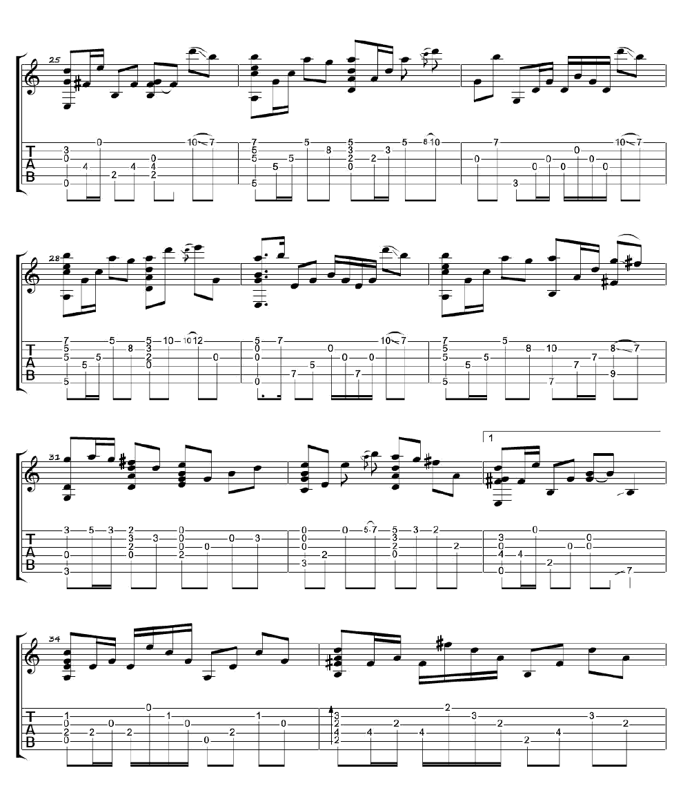 画心指弹版吉他谱 张靓颖