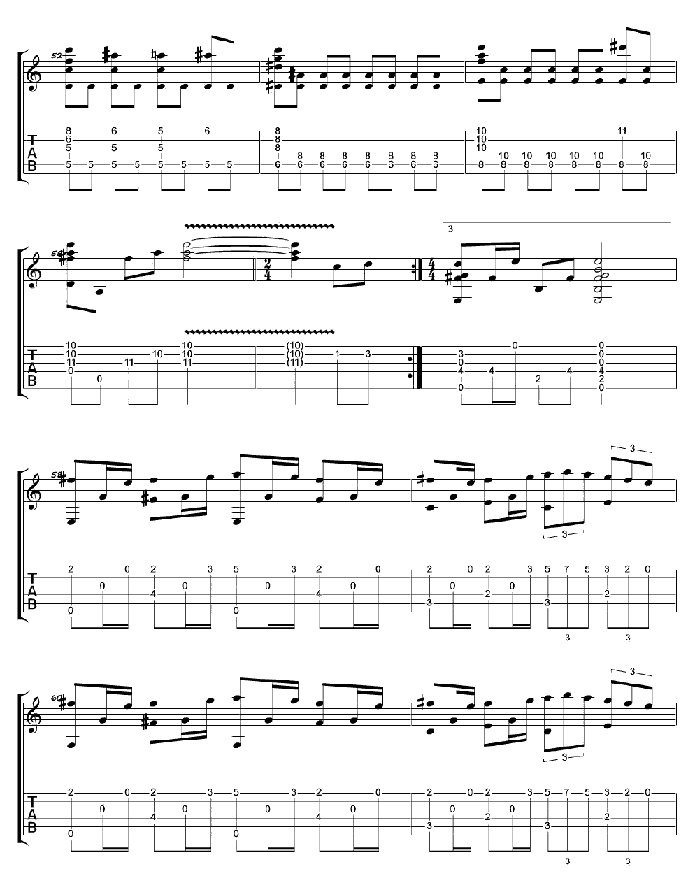 画心指弹版吉他谱 张靓颖