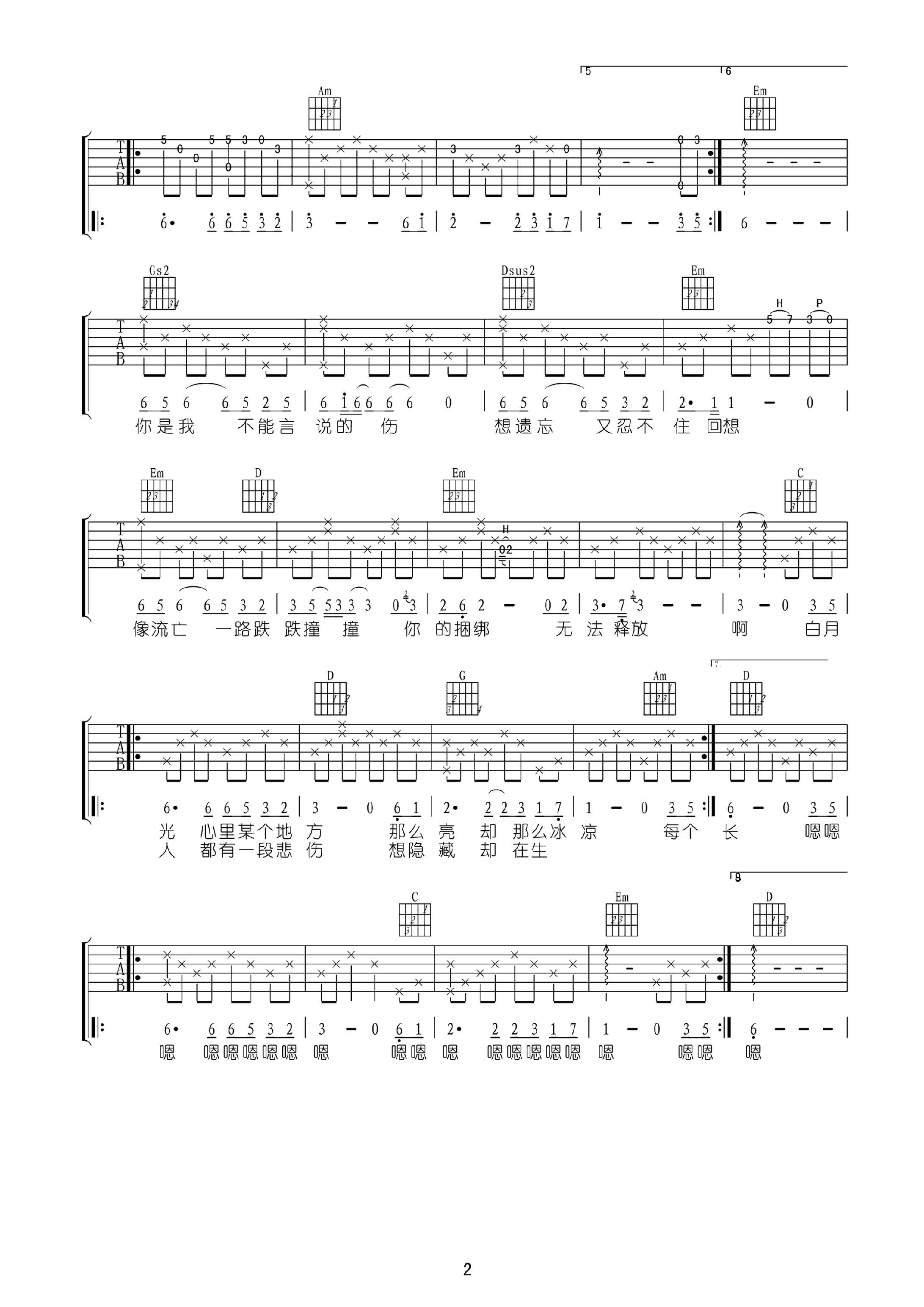 白月光吉他谱 张信哲
