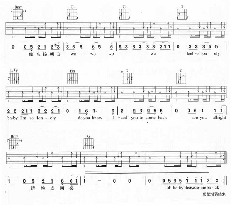 无心伤害吉他谱 杜德伟