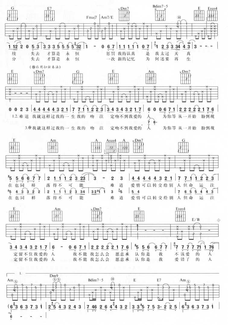 从开始到现在吉他谱 张信哲