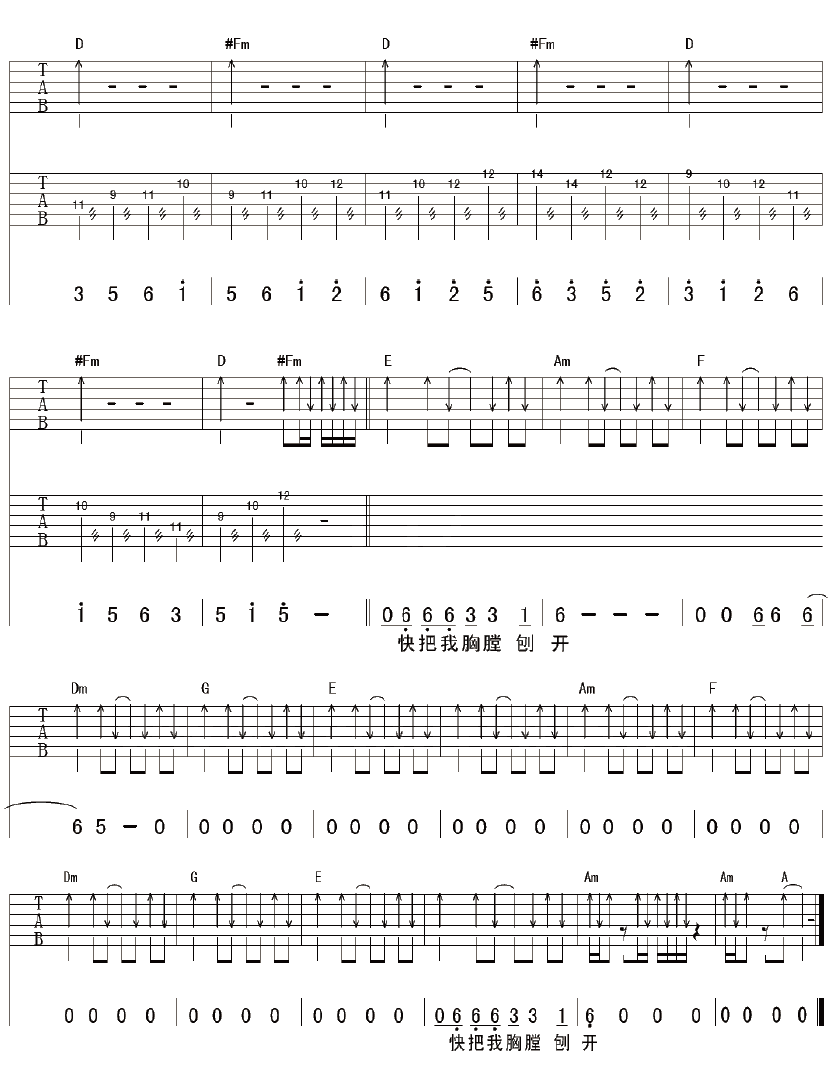 陈胜吴广吉他谱 超载乐队
