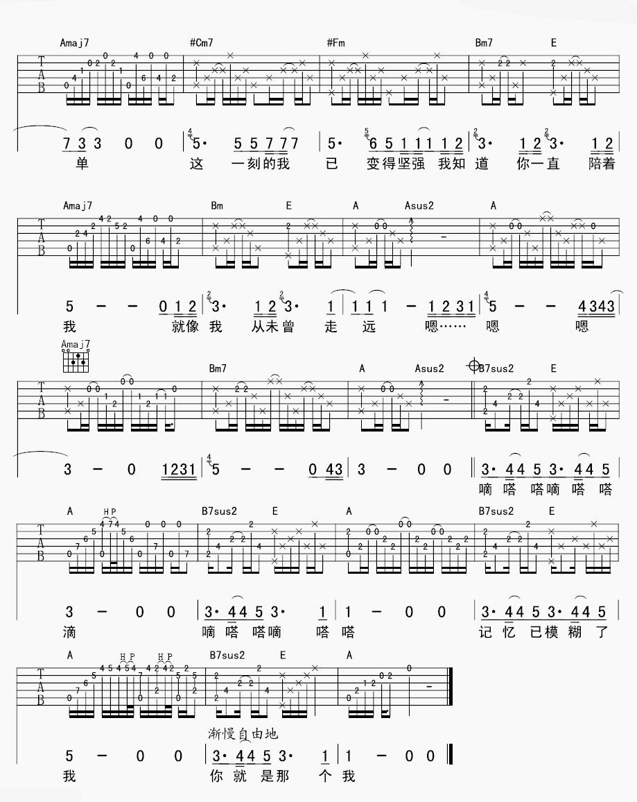 纪念册吉他谱 曹方