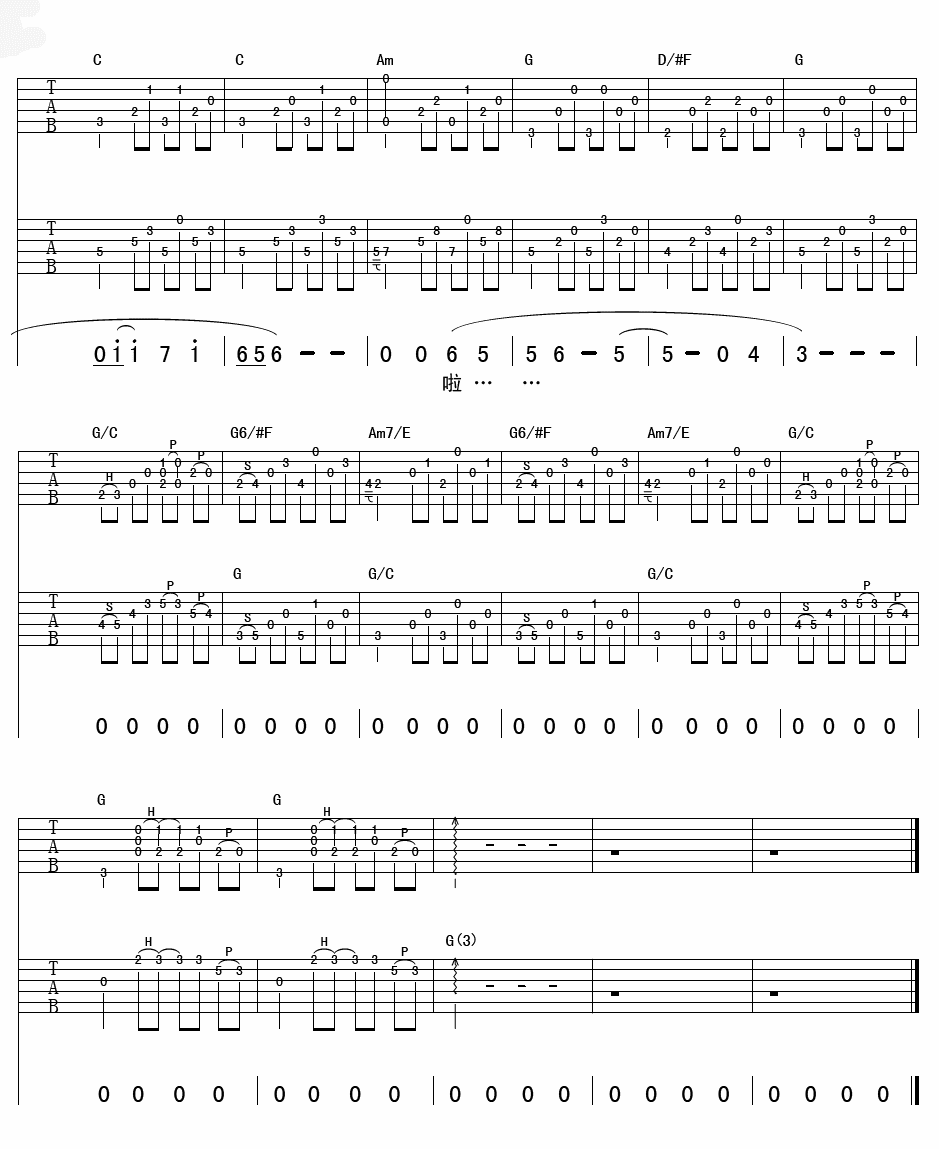 愿吉他谱 阿涛喜儿