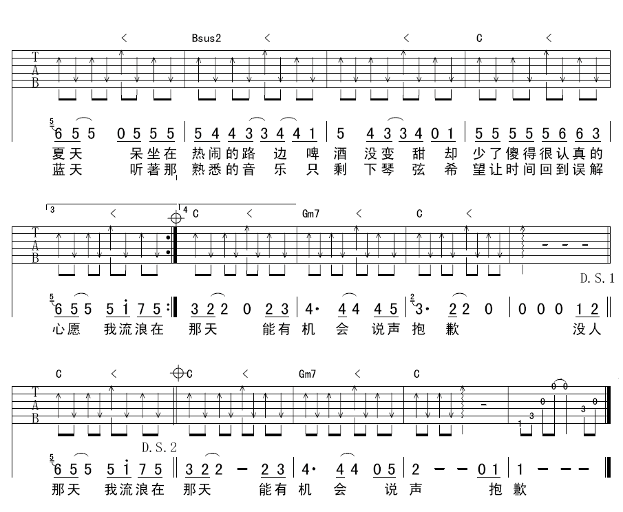 一个人流浪吉他谱 飞轮海