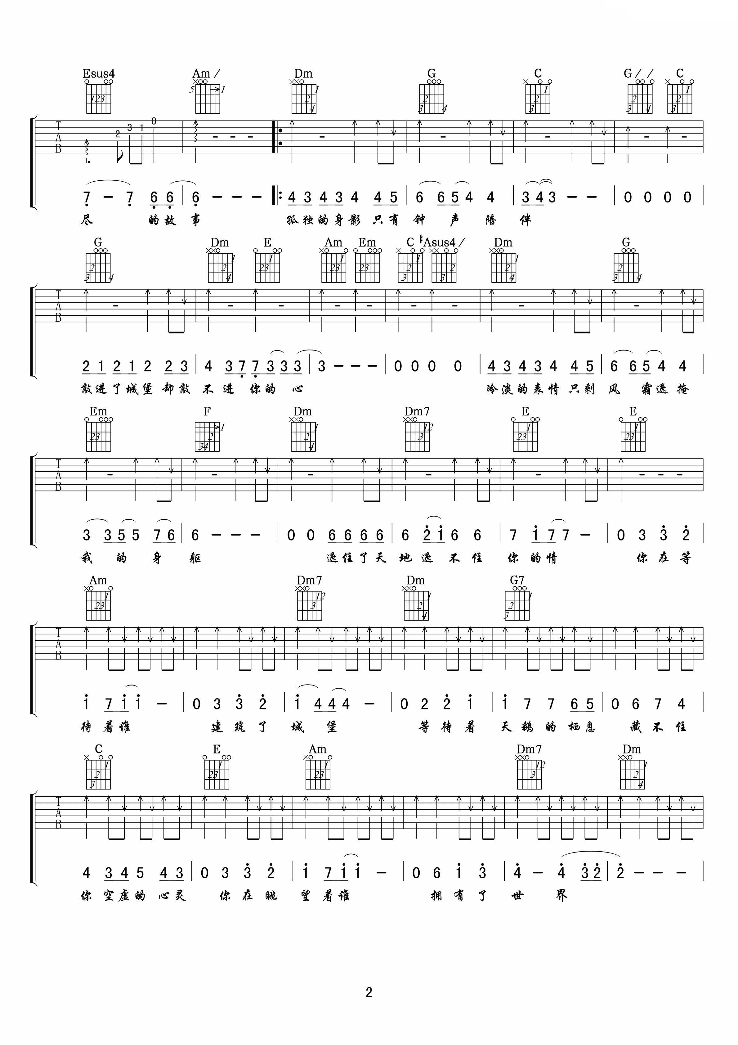 等不到的爱吉他谱 樊凡