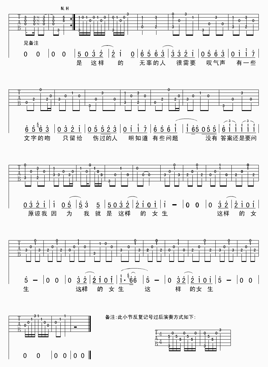 原谅我就是这样的女生吉他谱 戴佩妮