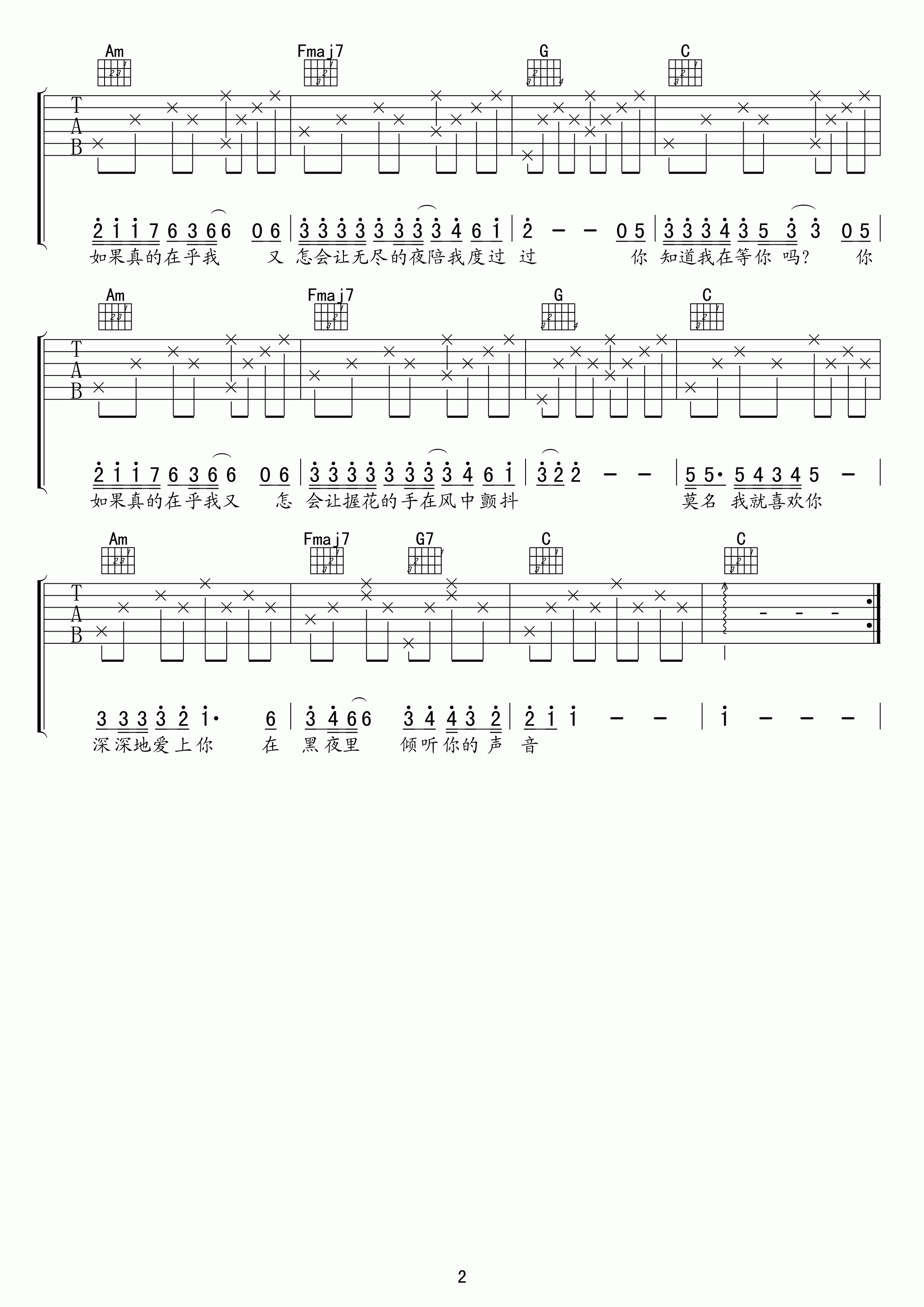 张洪量你知道我在等你吗吉他谱