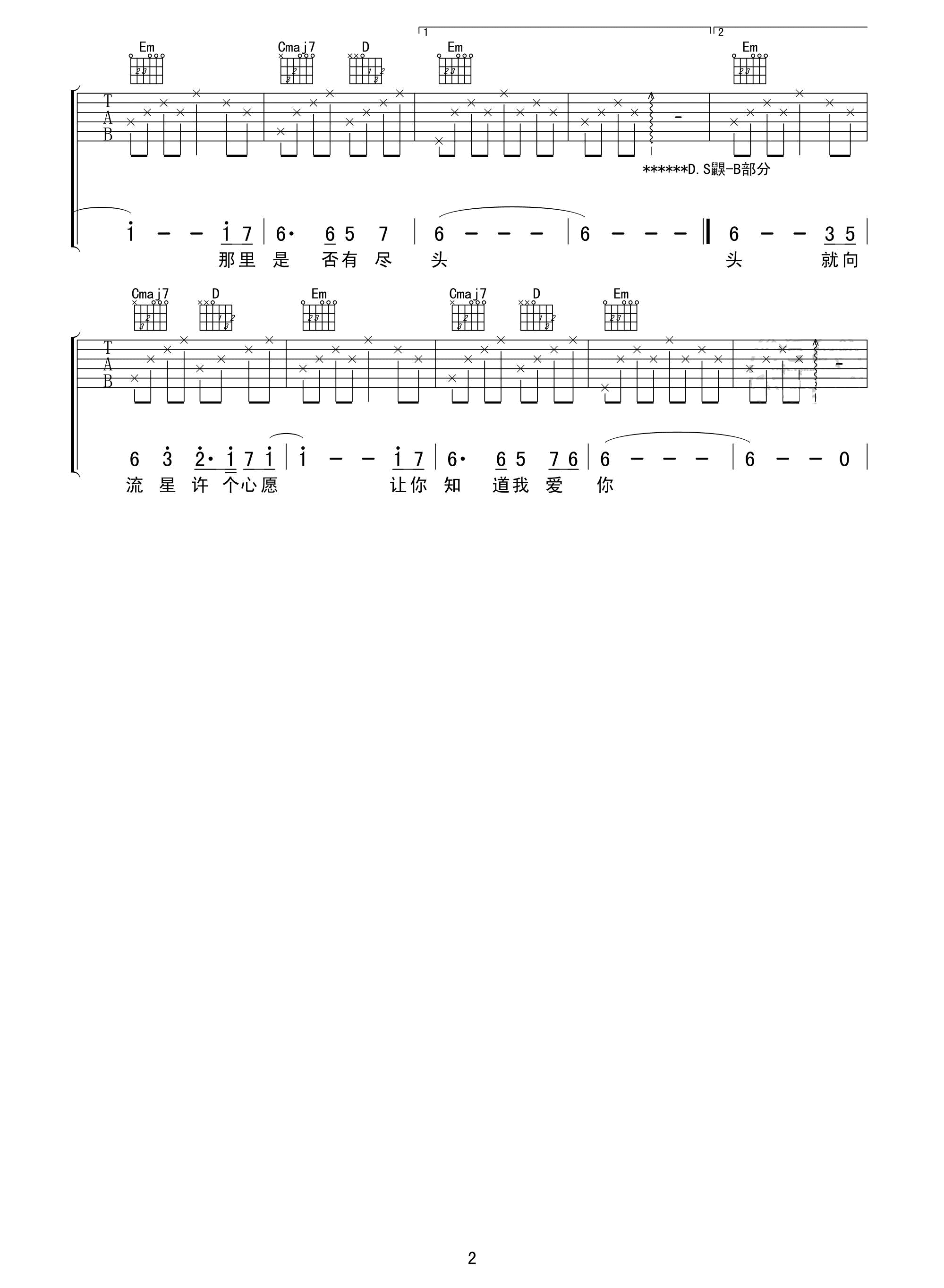 张柏芝星语心愿吉他谱 G调
